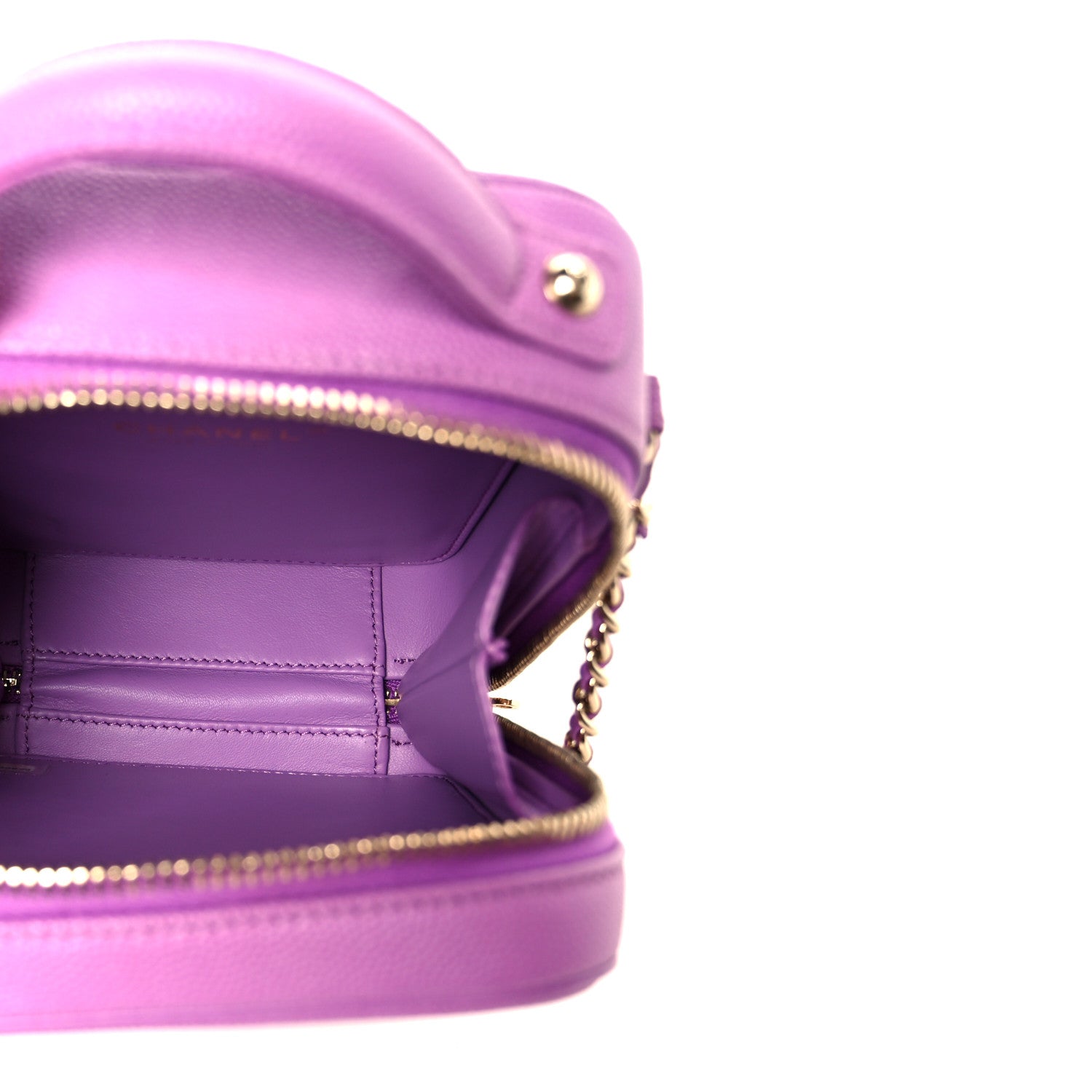 Caviar Quilted CC North South Filigree Vanity Case Purple