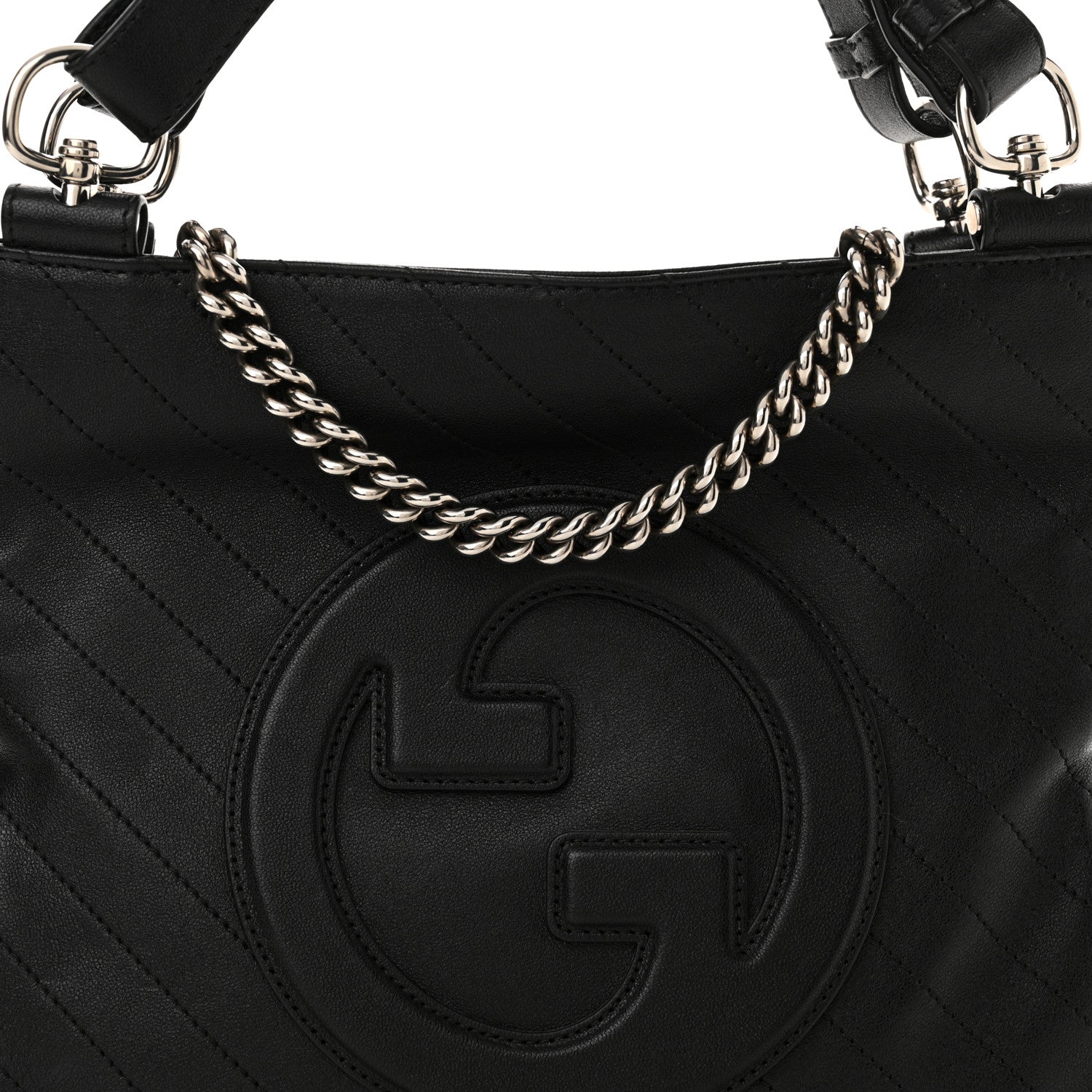 Sakai Be Green Calfskin Diagonal Stitched Small Blondie Tote Black