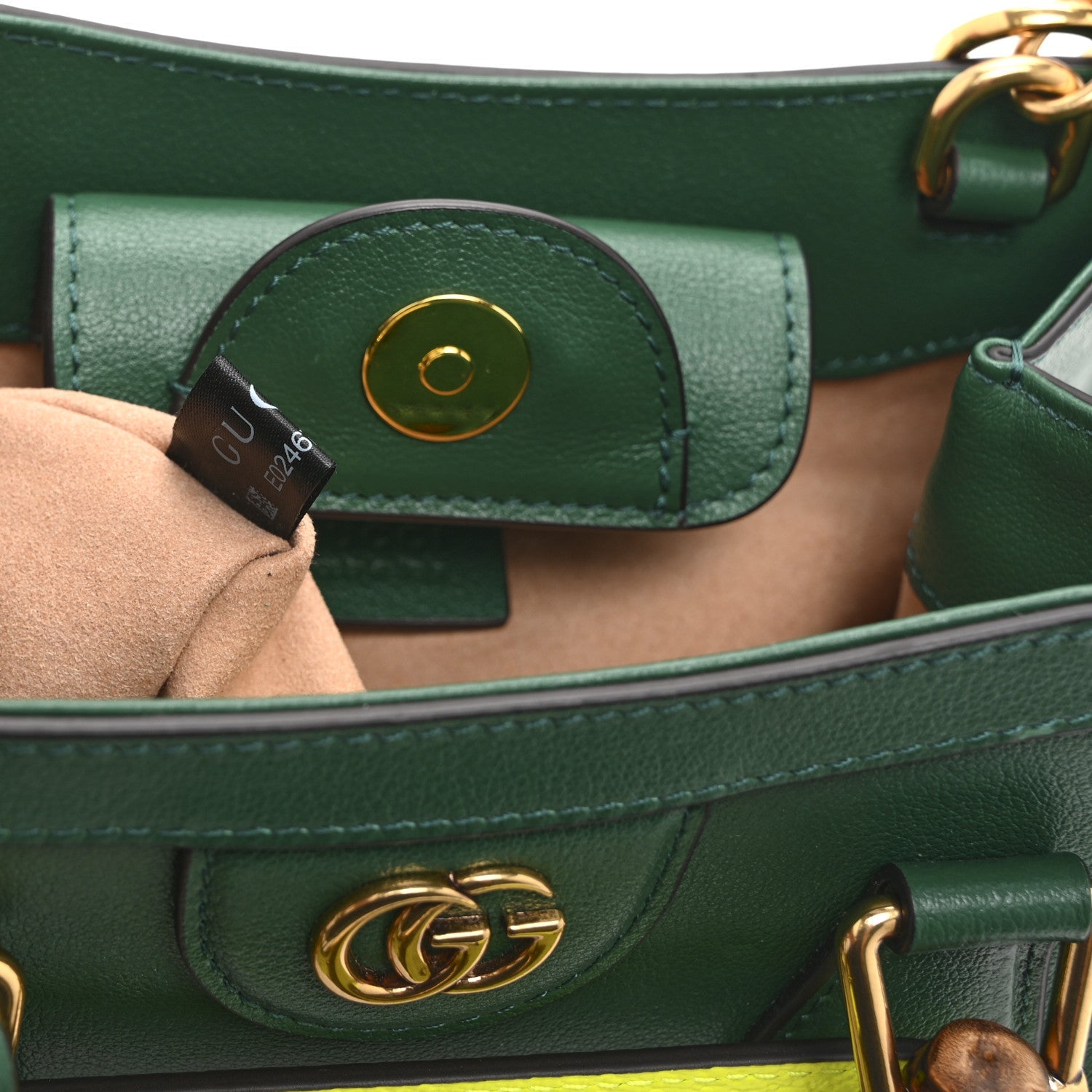 Wonka Grain Calfskin Mini Diana Tote Bag Green Yellow Fluo