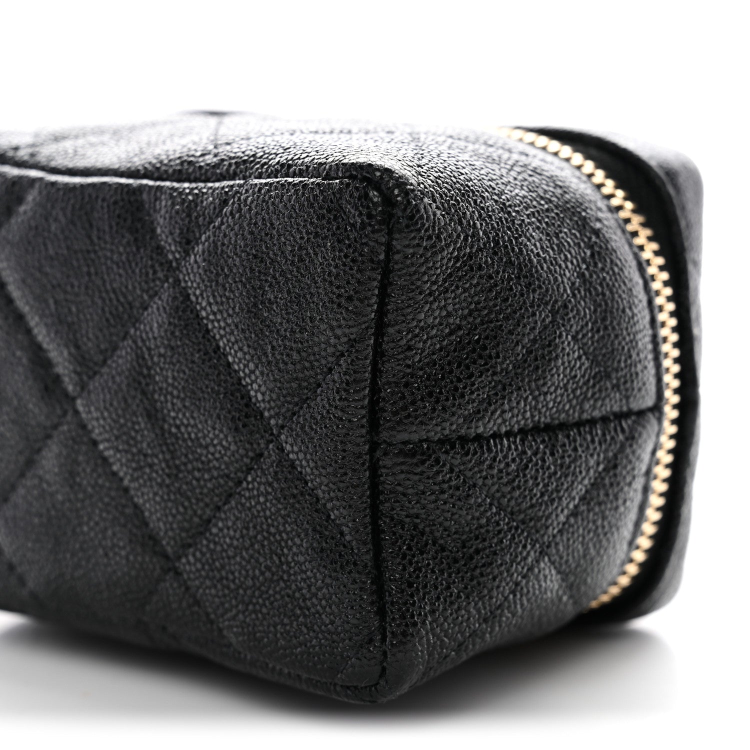 Caviar Quilted Mini Top Handle Vanity With Chain Black