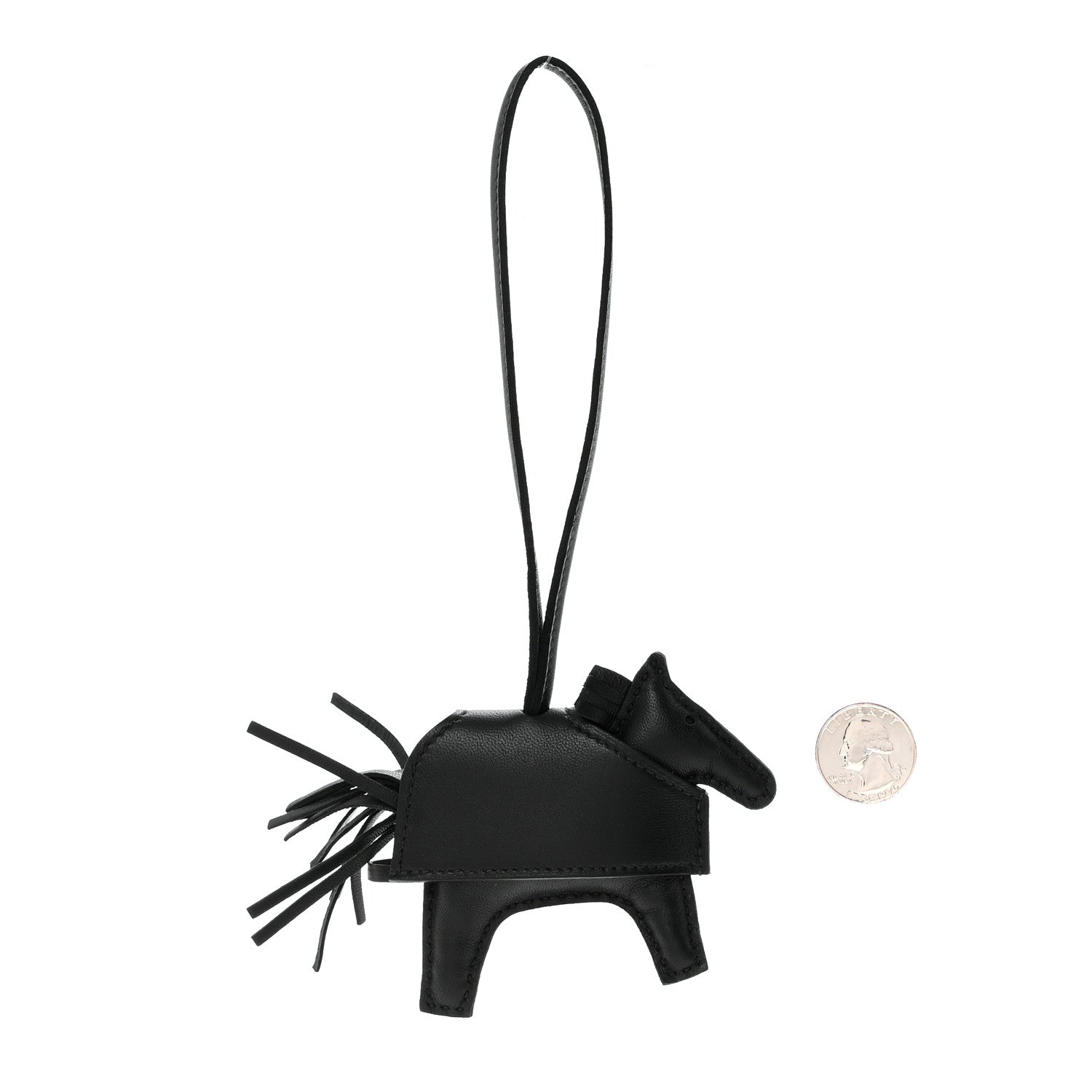 Milo Lambskin Studded Grigri Rodeo Robeo Rock Horse Bag Charm PM Black