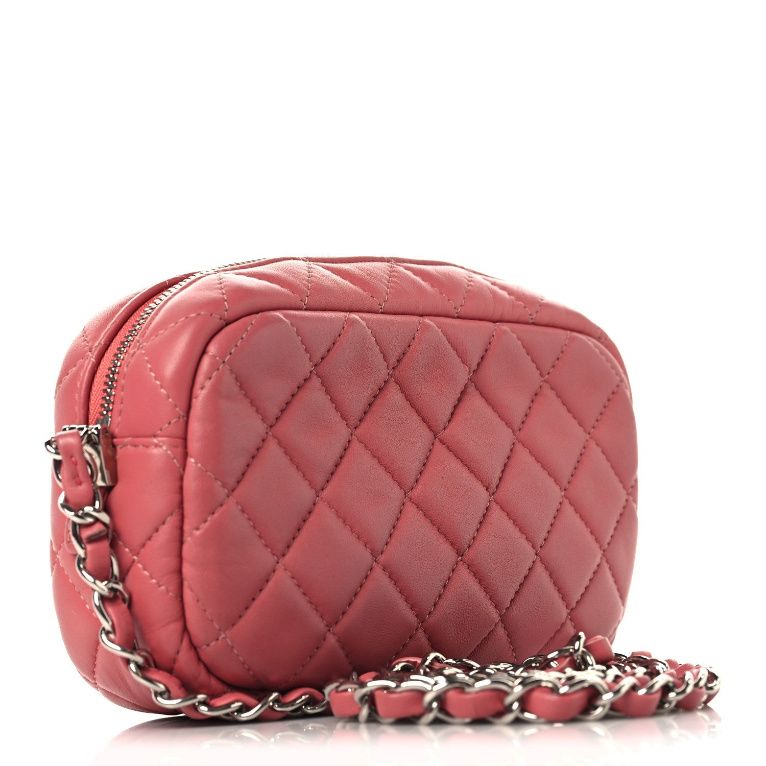 Lambskin Quilted Small Timeless Camera Case Pink