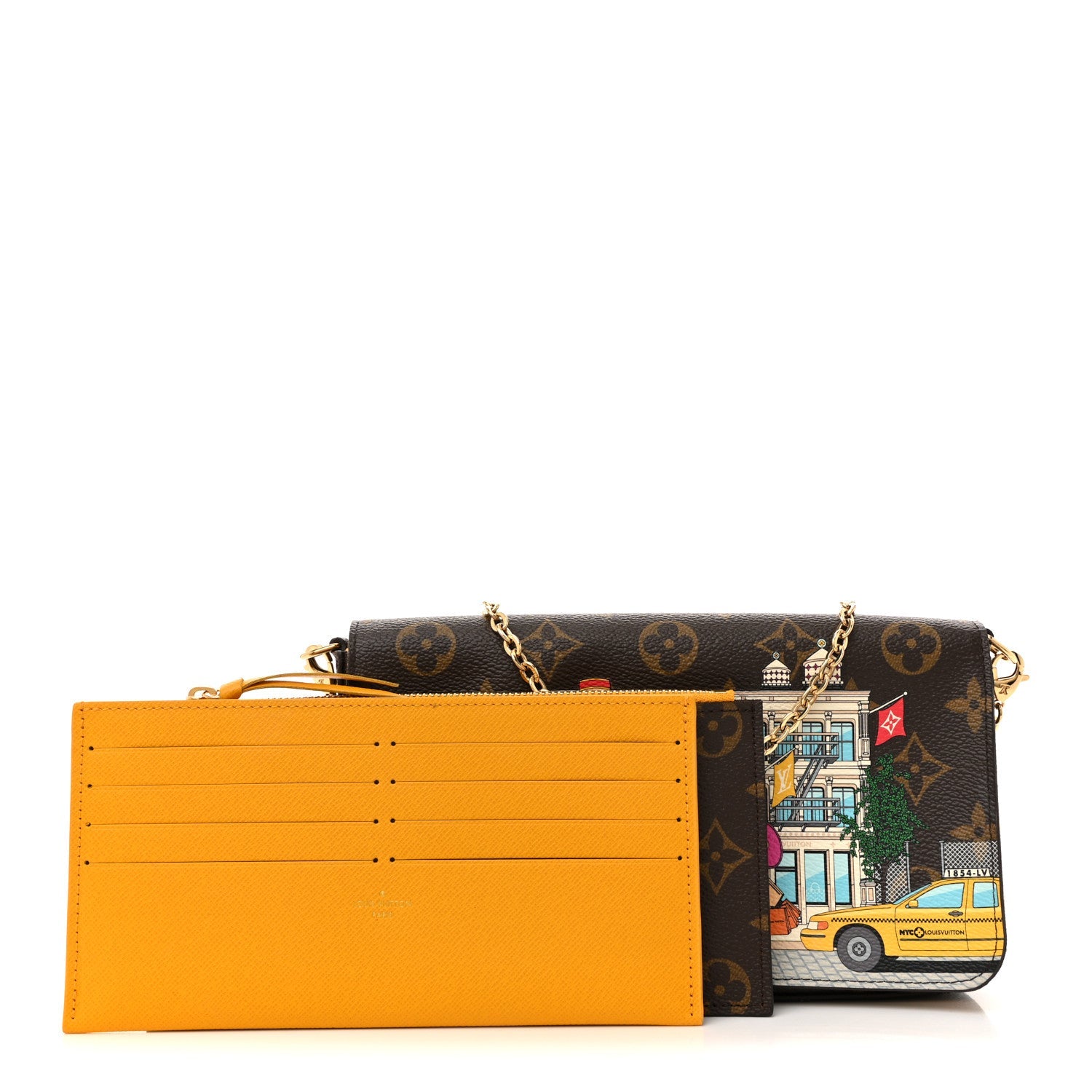 Monogram 2022 Christmas Animation New York Soho Pochette Felicie Chain Wallet Yellow