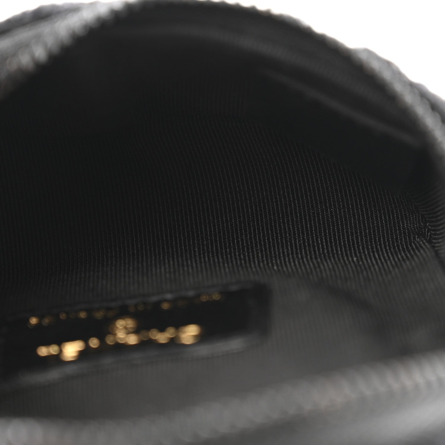 Tweed Lambskin Quilted Arm Coin Purse Black