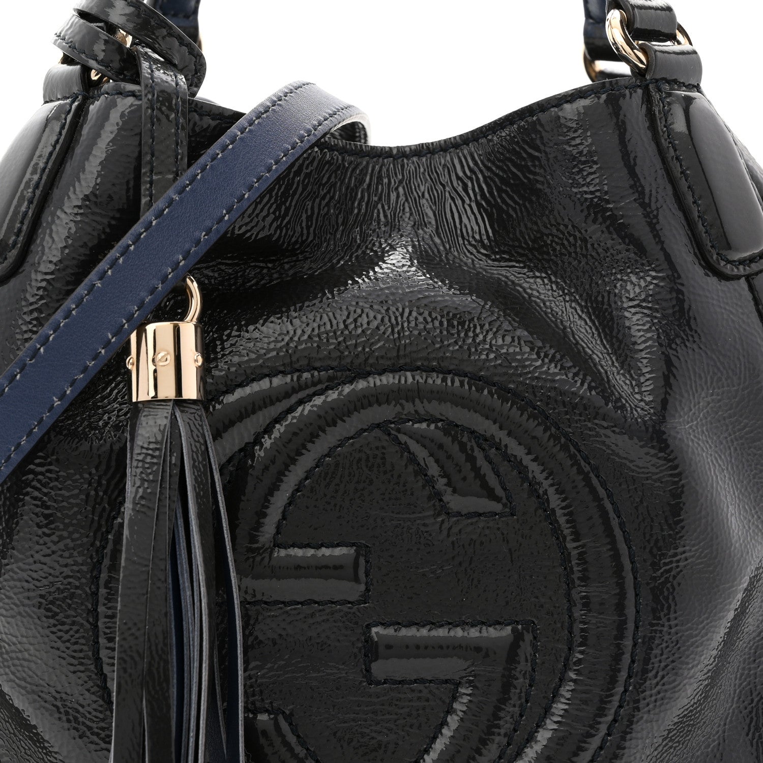 Vernice Naplack Small Soho Shoulder Bag Uniform Blue