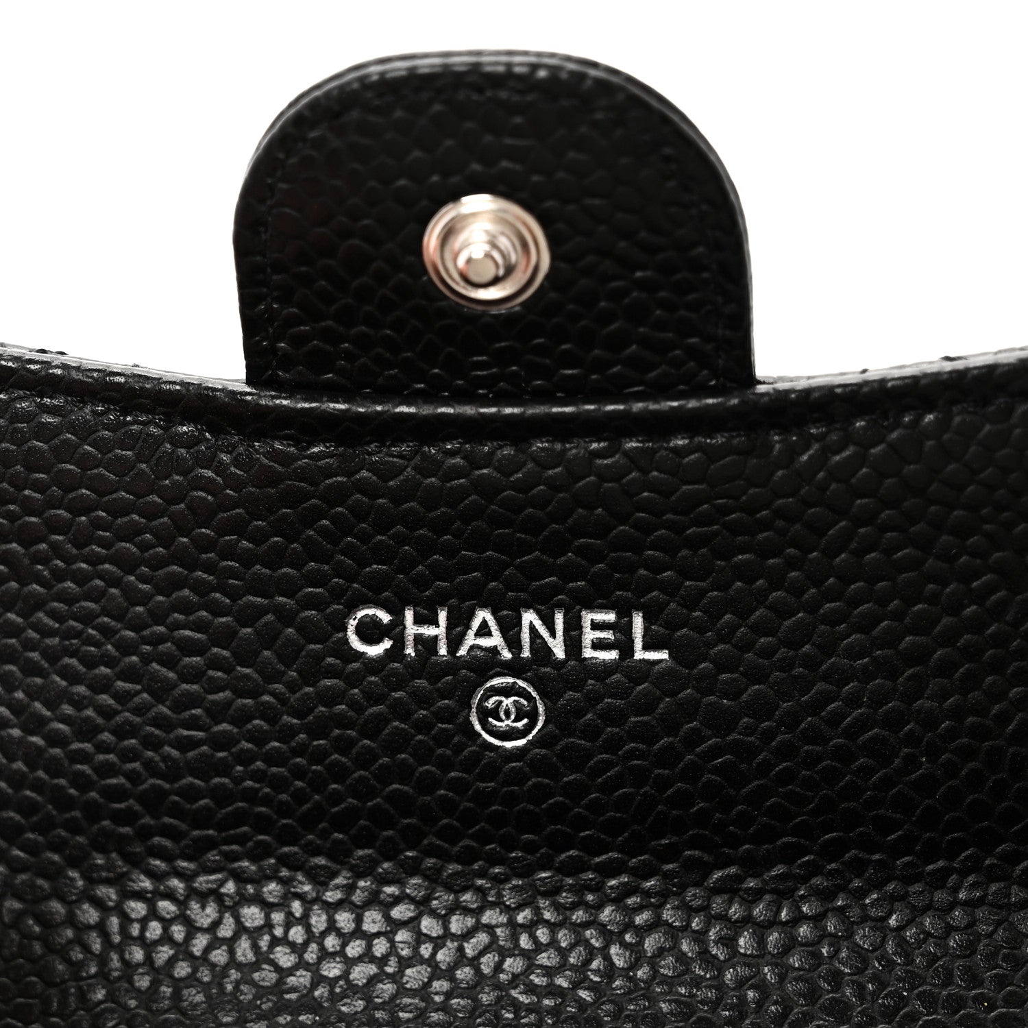 Caviar Quilted Flap Card Holder Wallet Black