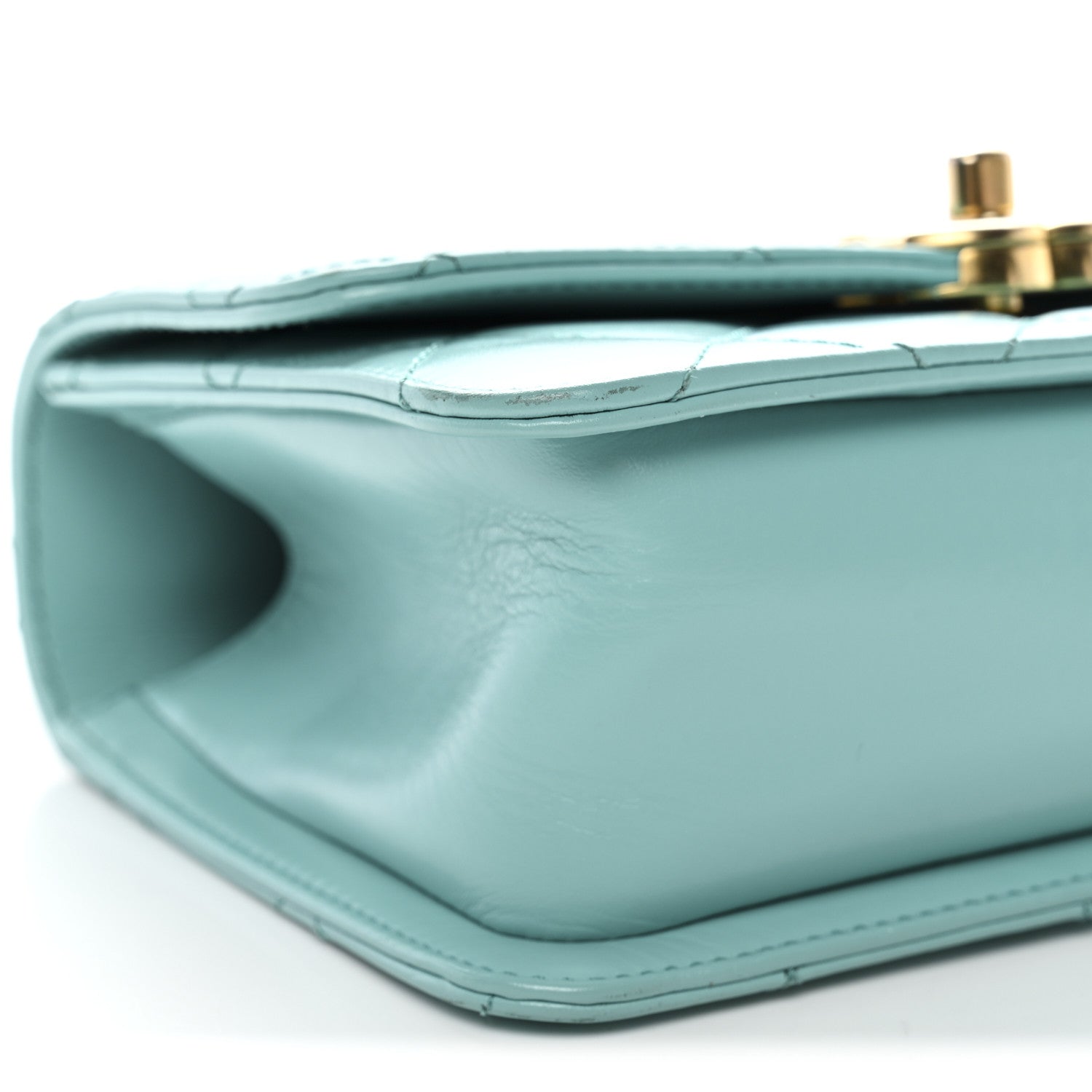 Calfskin Quilted Mini Perfect Fit Flap Turquoise