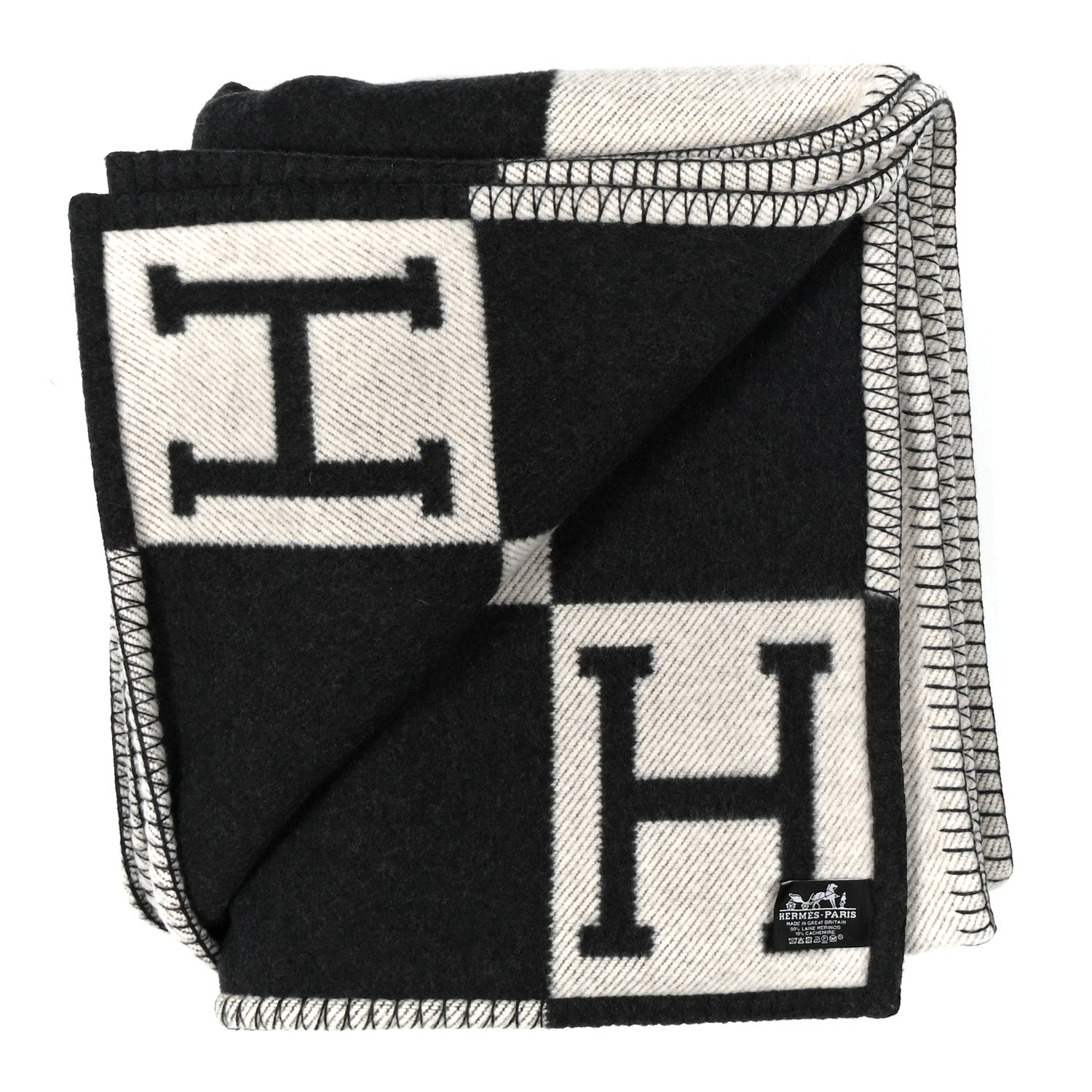 Wool Cashmere Avalon Blanket Ecru Gris Fonce