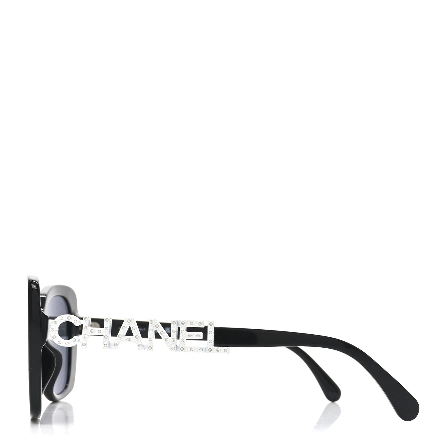 Acetate Strass Square Sunglasses 5422-B-A Black White