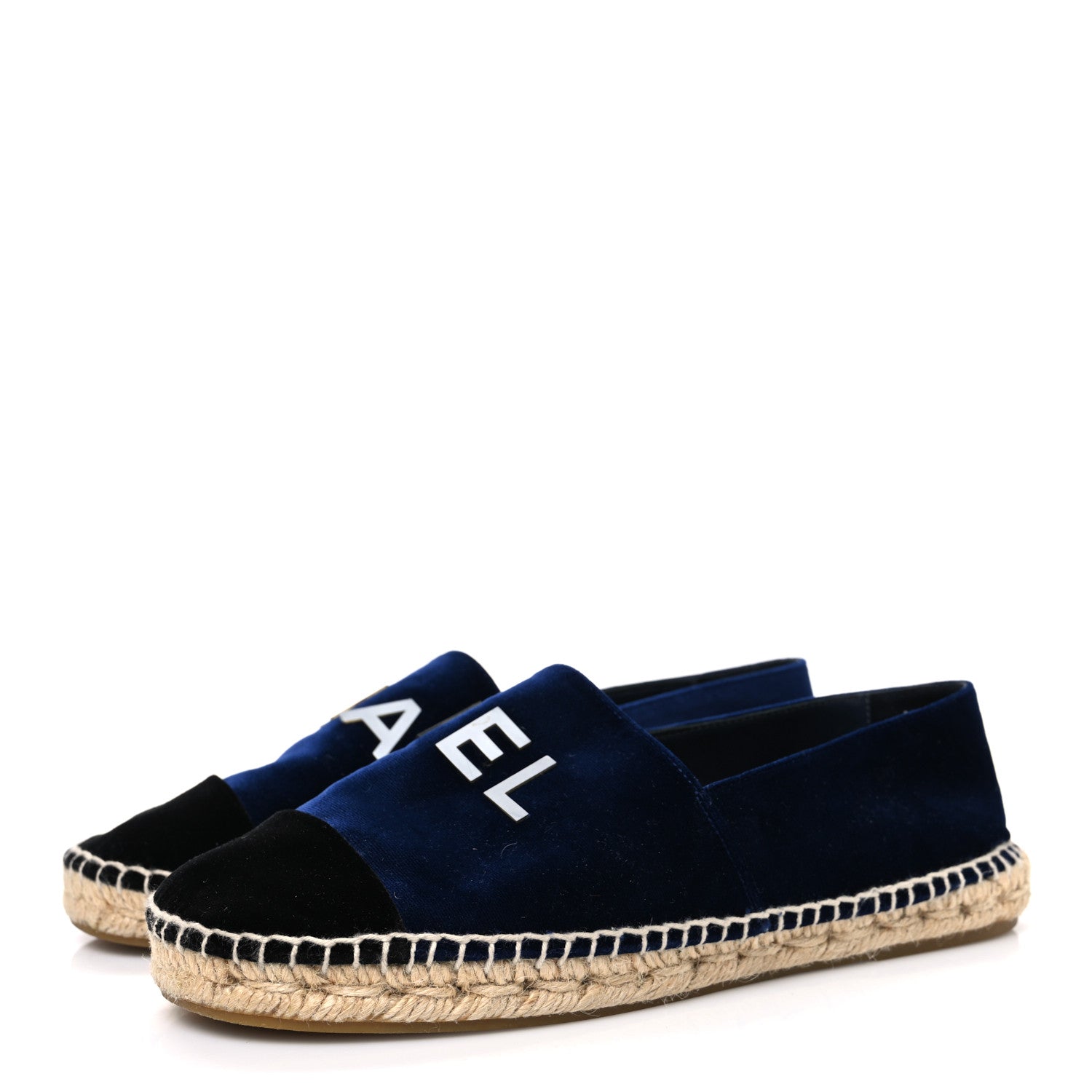 Velvet Logo Espadrilles 38 Navy Black