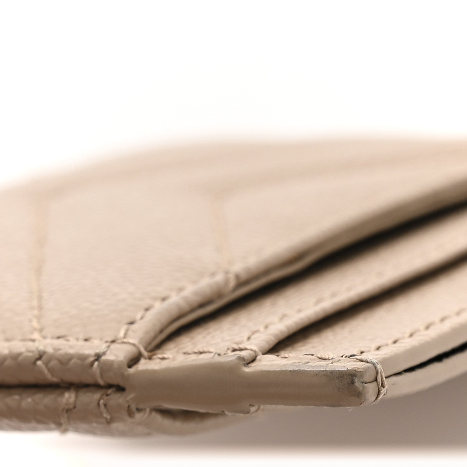 Grain De Poudre Matelasse Chevron Monogram Credit Card Case Dark Beige