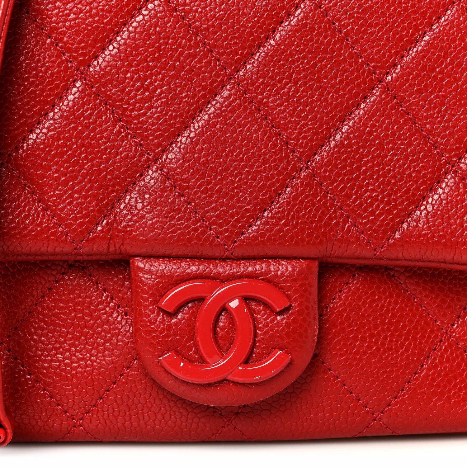 Caviar Quilted Mini Incognito Square Flap Red