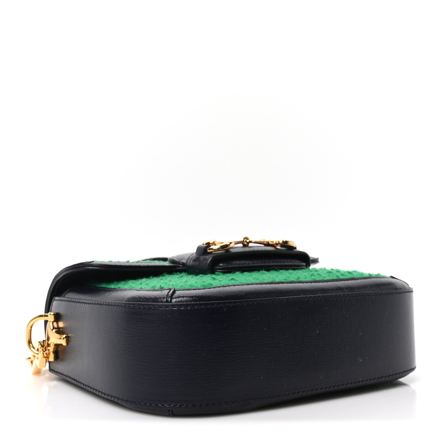 Casy Wool Azalea Calfskin Mini Horsebit 1955 Shoulder Bag Deep Deep Emerald Blue