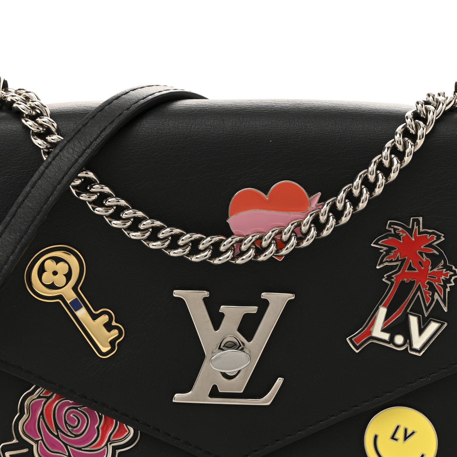 Soft Calfskin Pins My Lockme Chain Bag BB Black