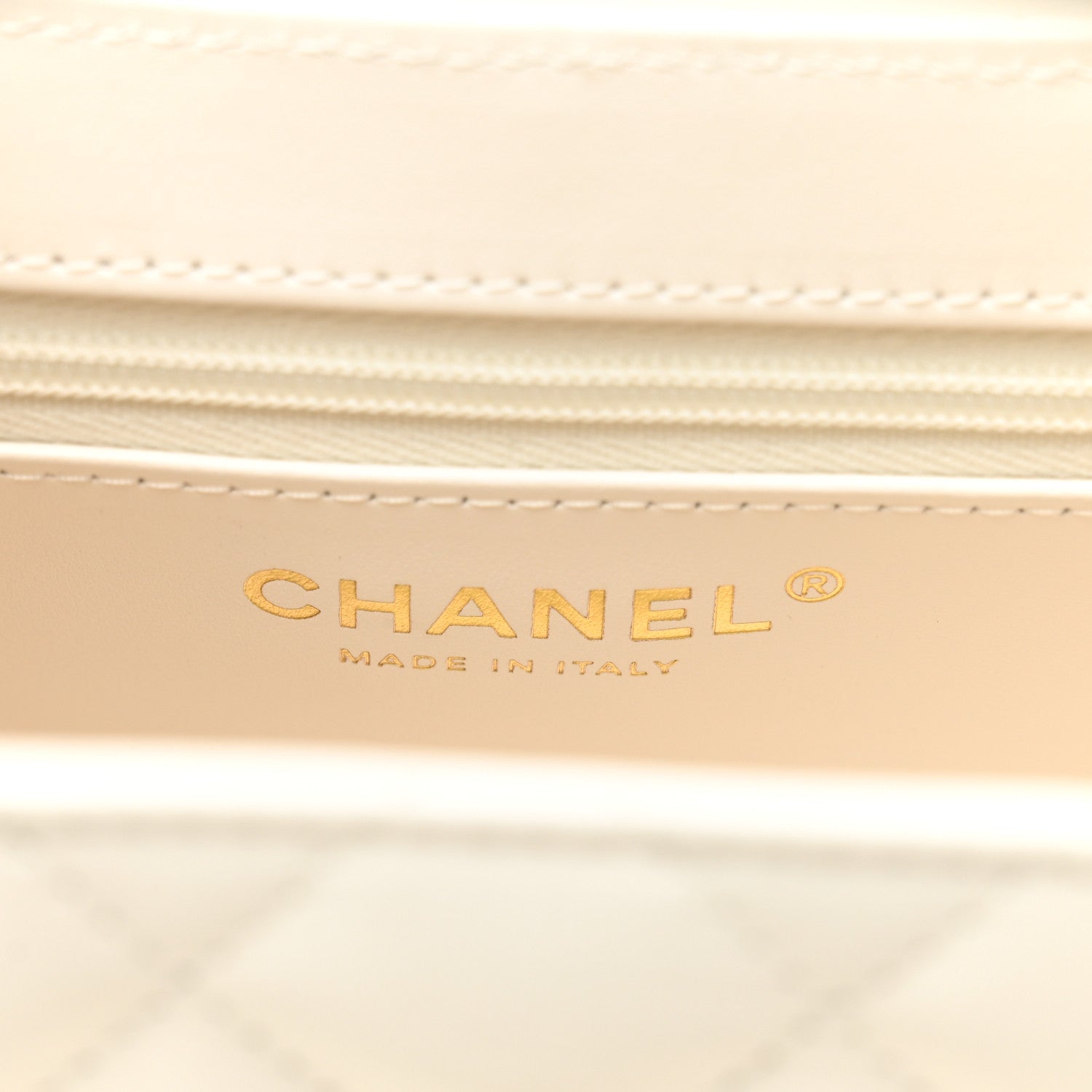 Shiny Aged Calfskin Quilted Nano Kelly Shopper White
