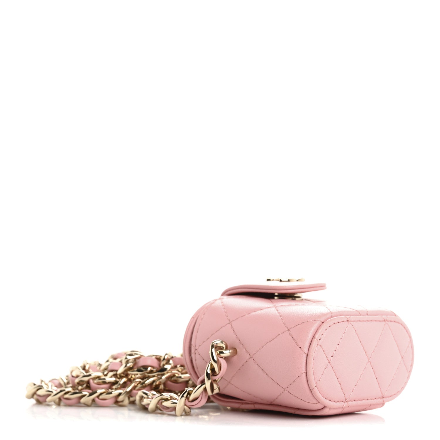 Lambskin Quilted Resin Elegant Chain Mini Vanity Case  Pink