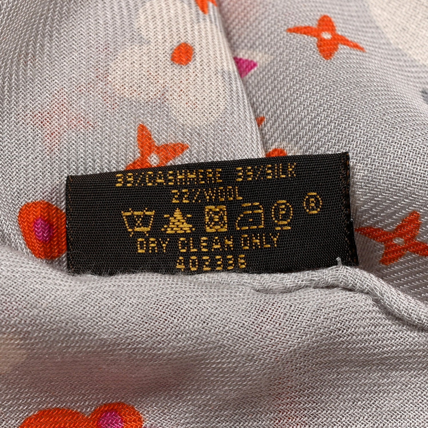 Cashmere Silk Wool Floral Stole Grey