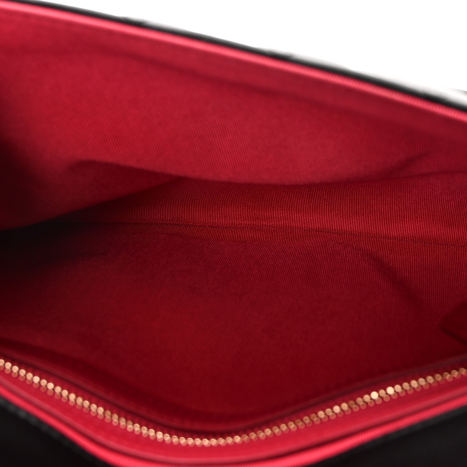 Calfskin Quilted Front Logo Enchained Clutch Black