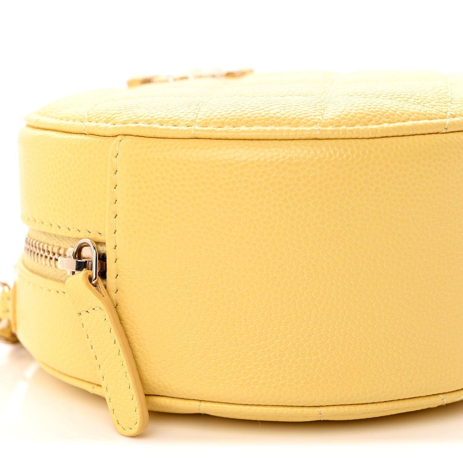 Caviar Quilted Gripoix CC Round Clutch With Chain Yellow