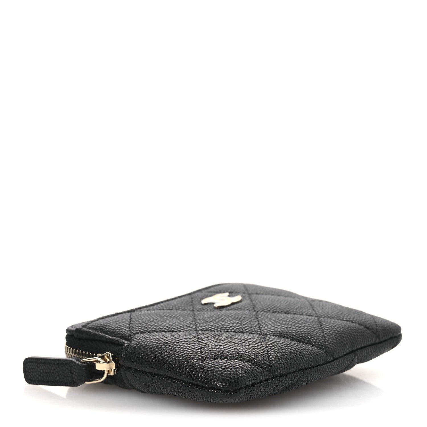 Caviar Quilted Zip Card Holder Wallet Black