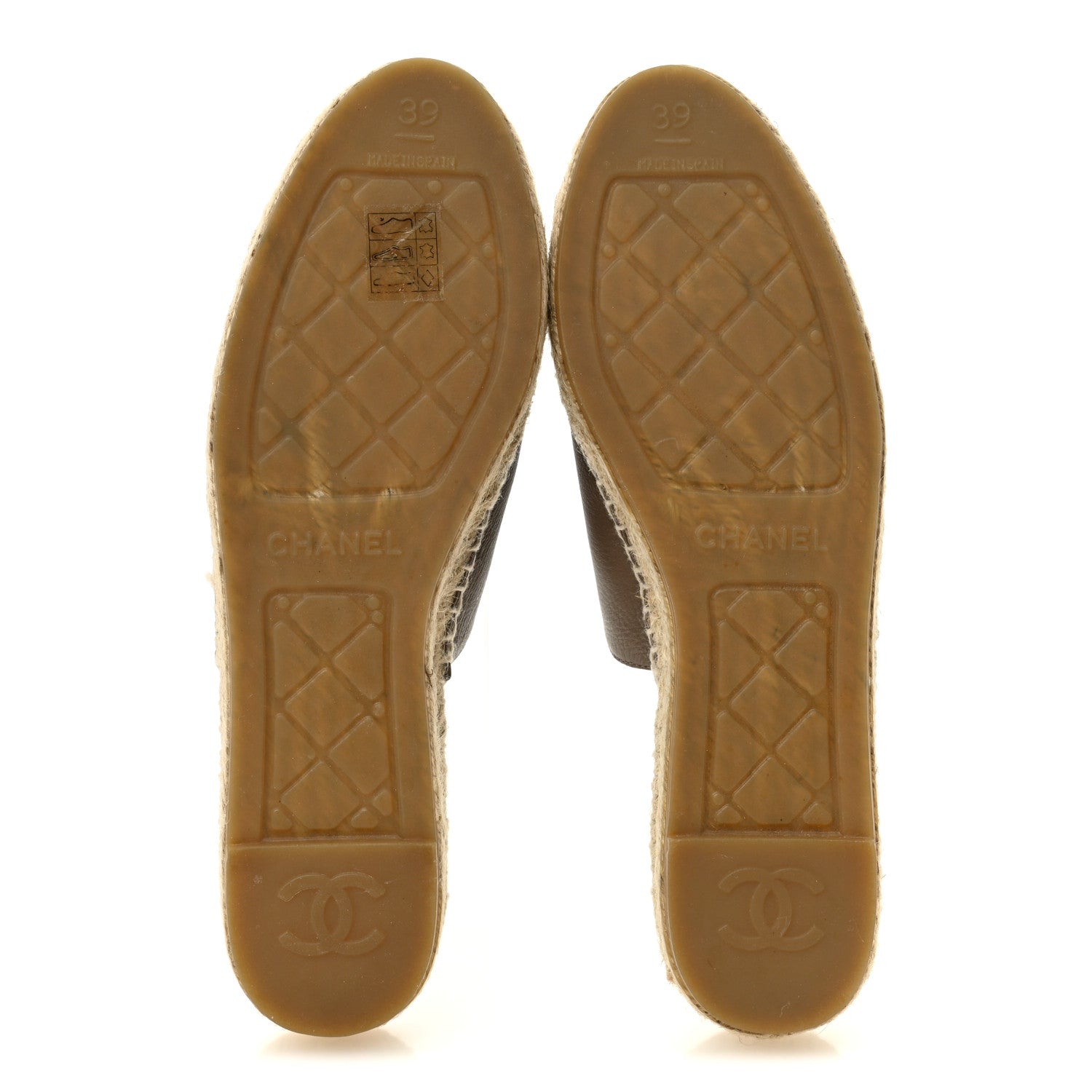 Calfskin CC Espadrille Mules 39 Dark Beige