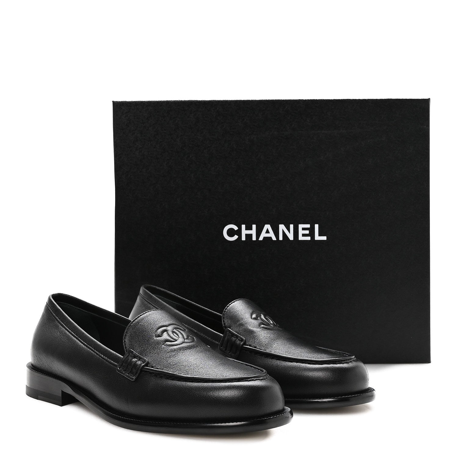 Lambskin CC Mocassin Loafers 37.5 Black