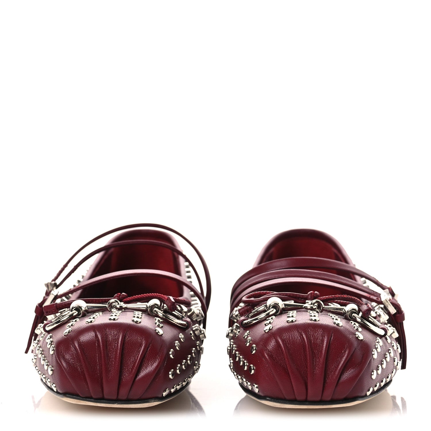Nappa Carmaque Studded Horsebit Ballet Flats 39 Rosso Ancora