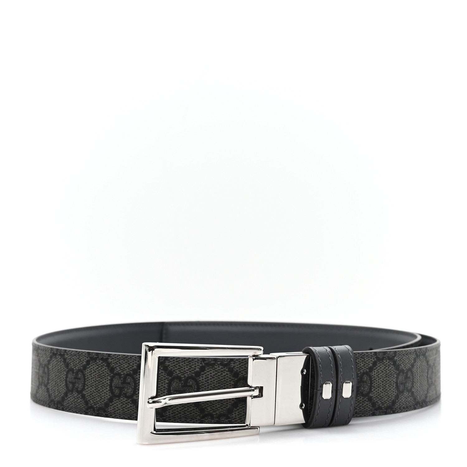 Selleria Calfskin GG Supreme Monogram Reversible Belt 95 38 Graphite Grey Black