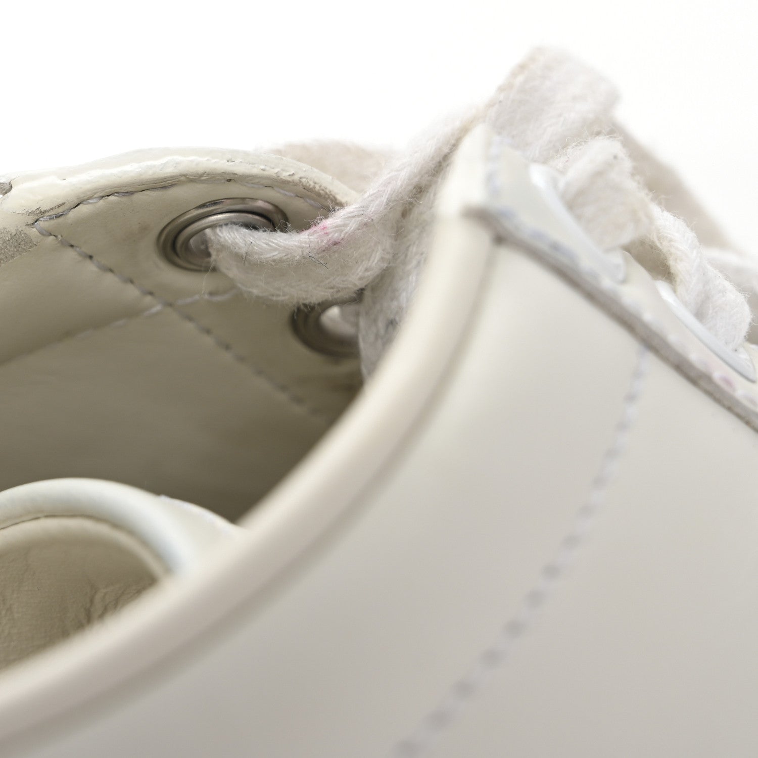 Calfskin Ayers Bee Embroidered Womens Ace Sneakers 36.5 White Green