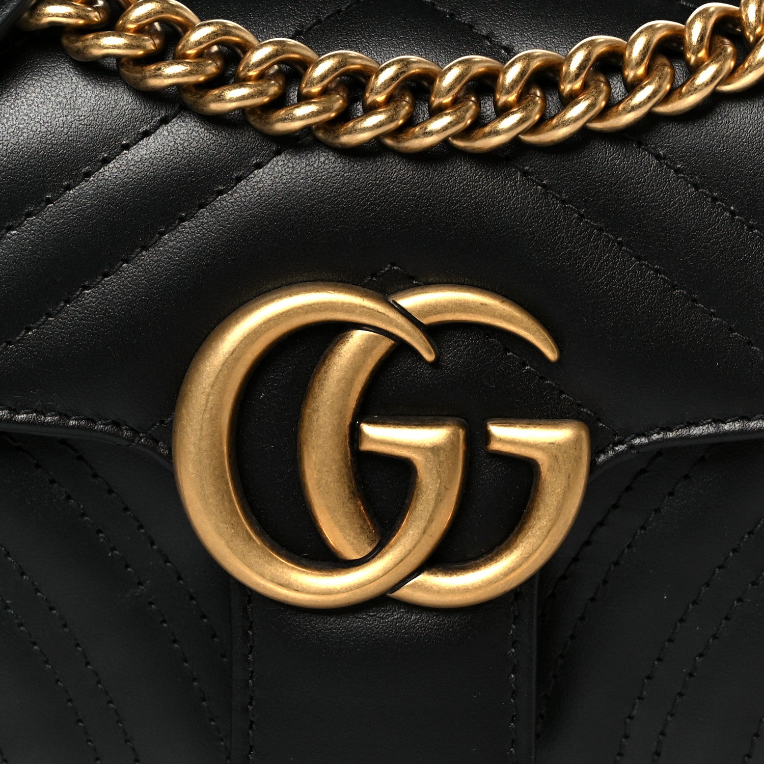 Calfskin Matelasse Mini GG Marmont Shoulder Bag Black