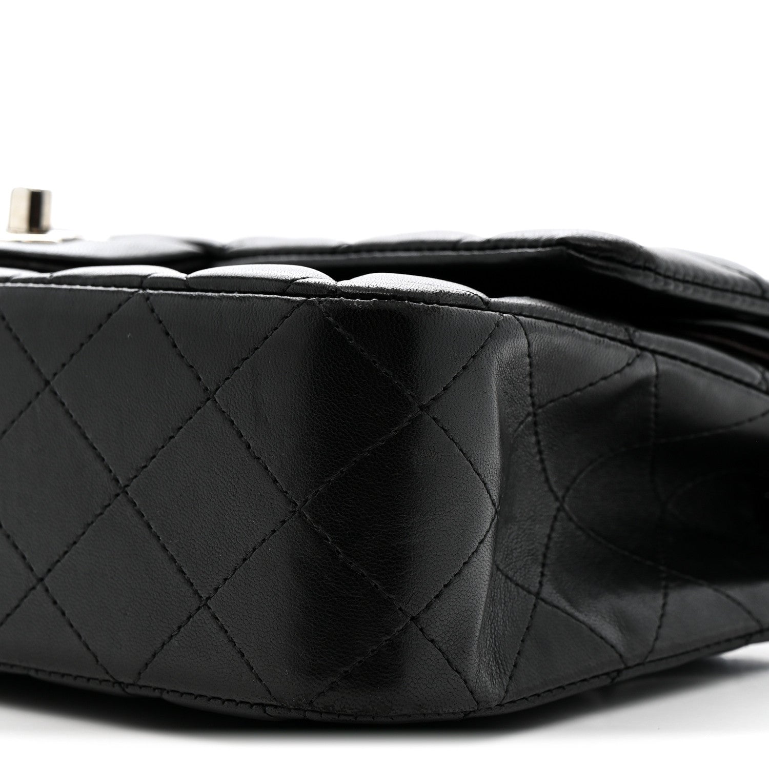 Lambskin Quilted Medium Double Flap Black