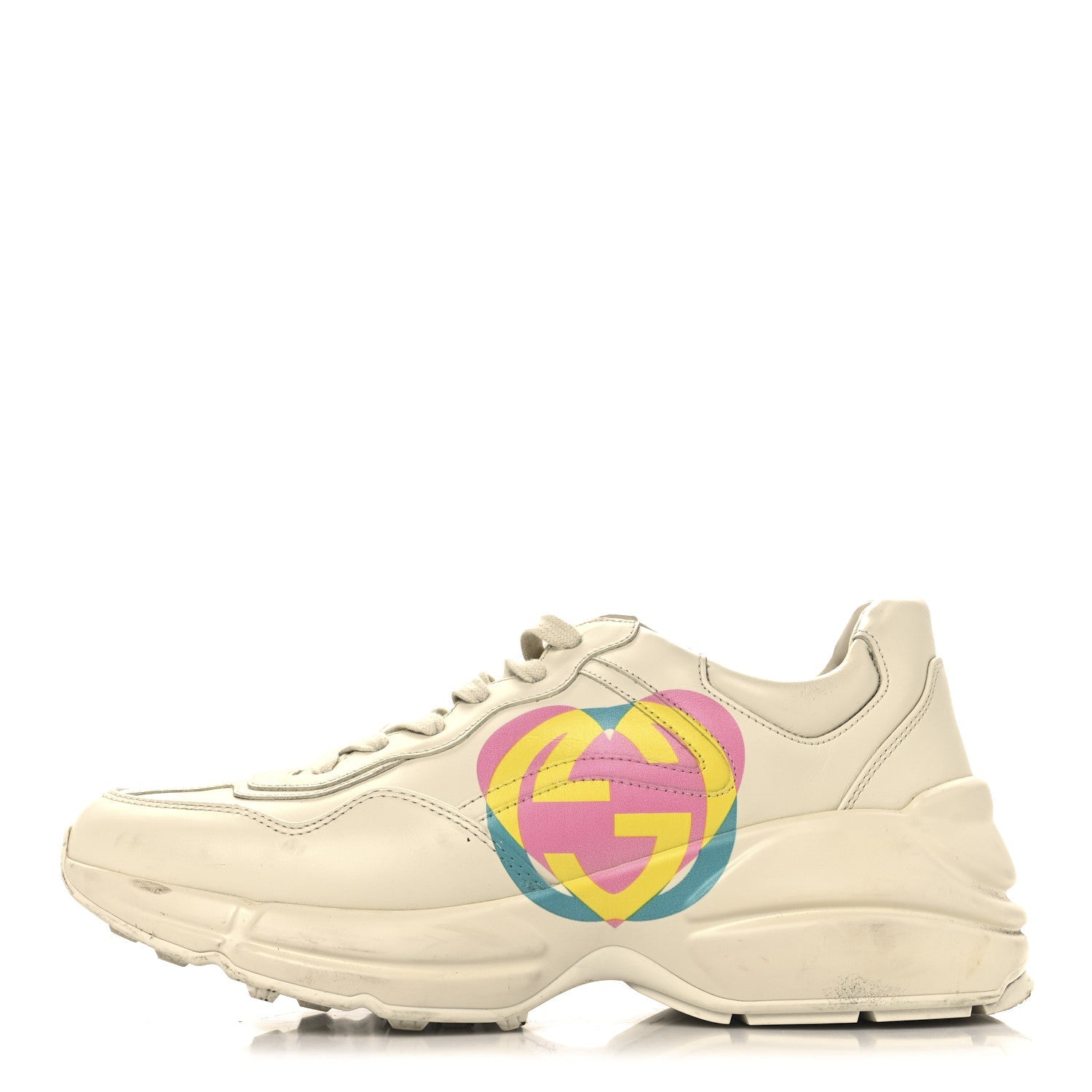 Calfskin Heart Rhyton Sneakers 39.5 Ivory