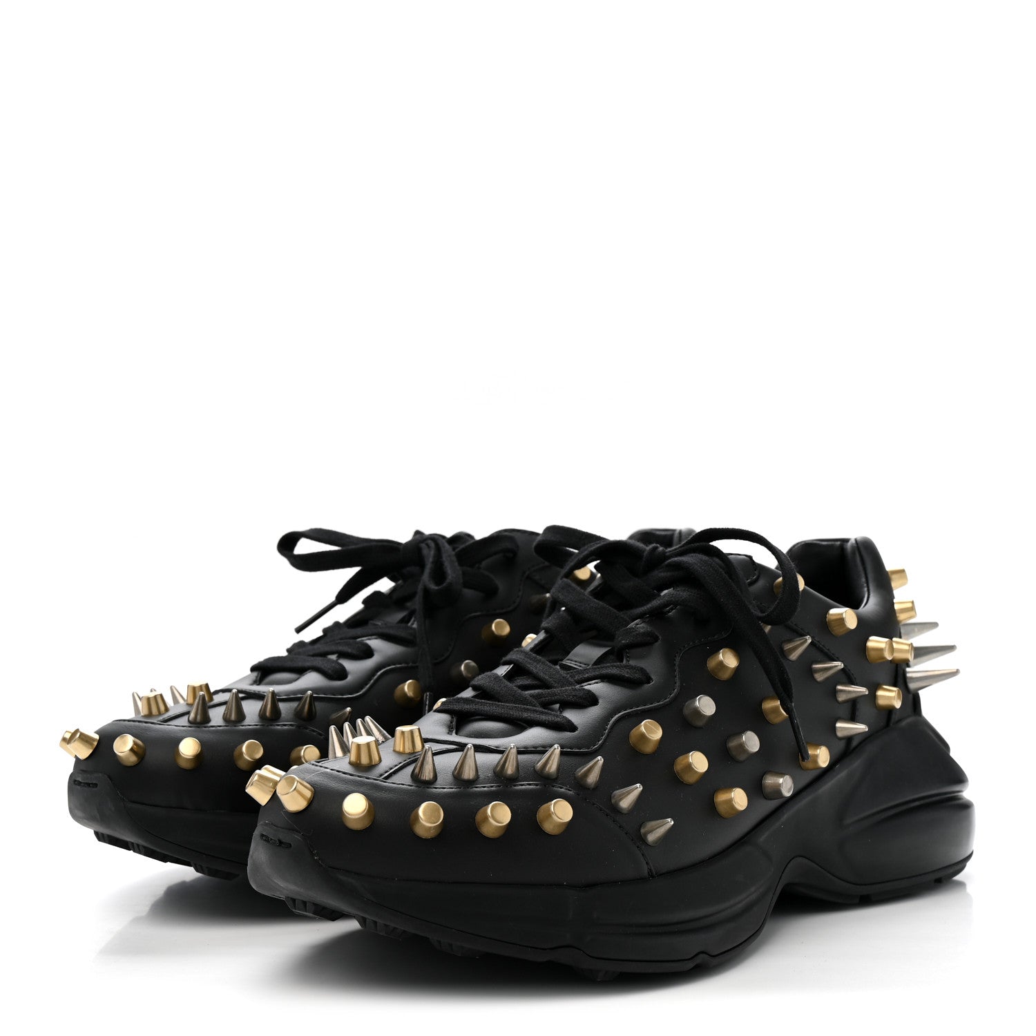 Demetra Spike Studded Mens Rhyton Sneakers 10 Black