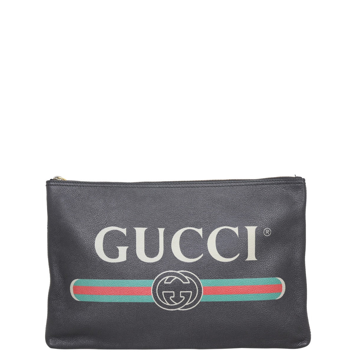 Gucci Logo Print Leather Pouch