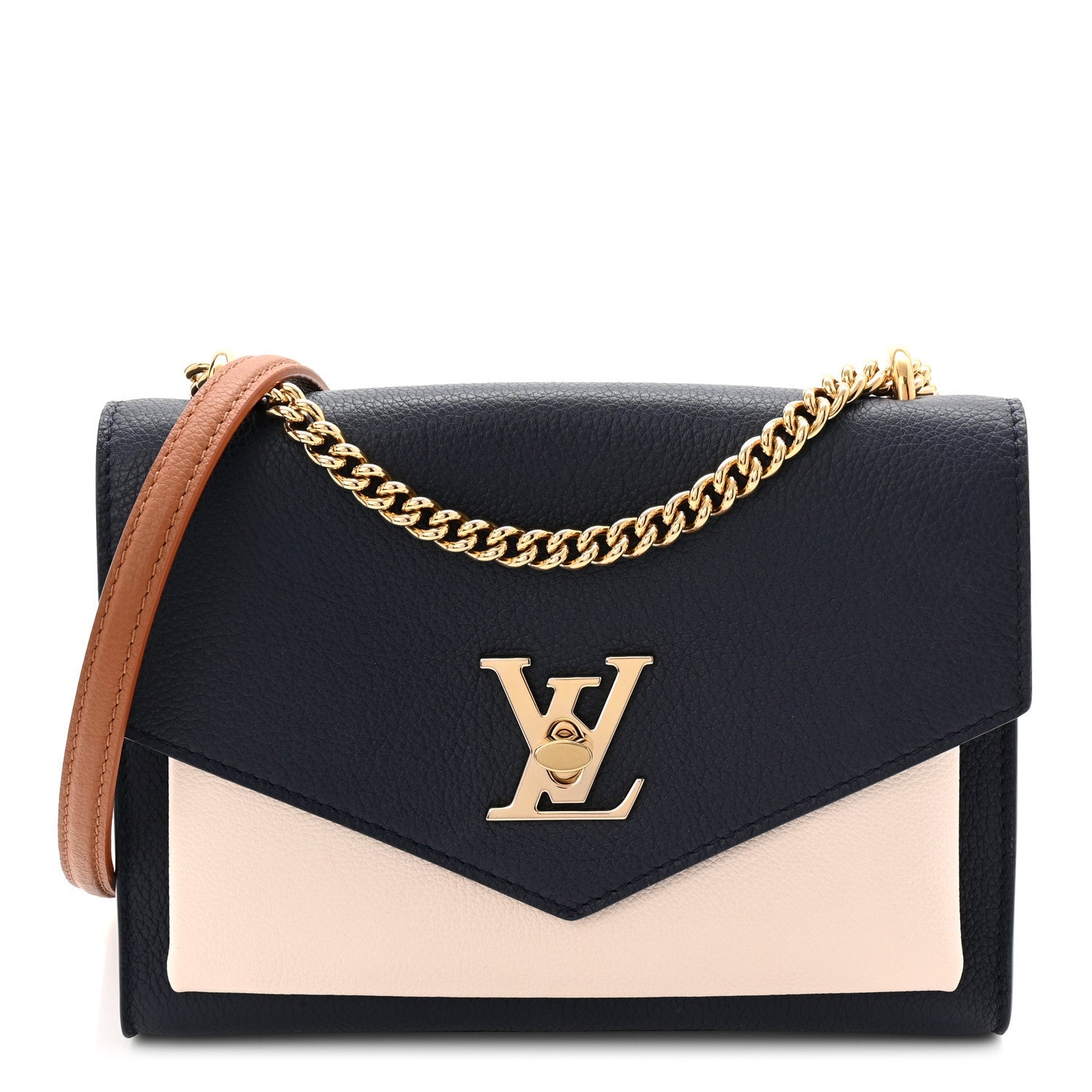 Soft Calfskin Mylockme Chain Bag BB Navy