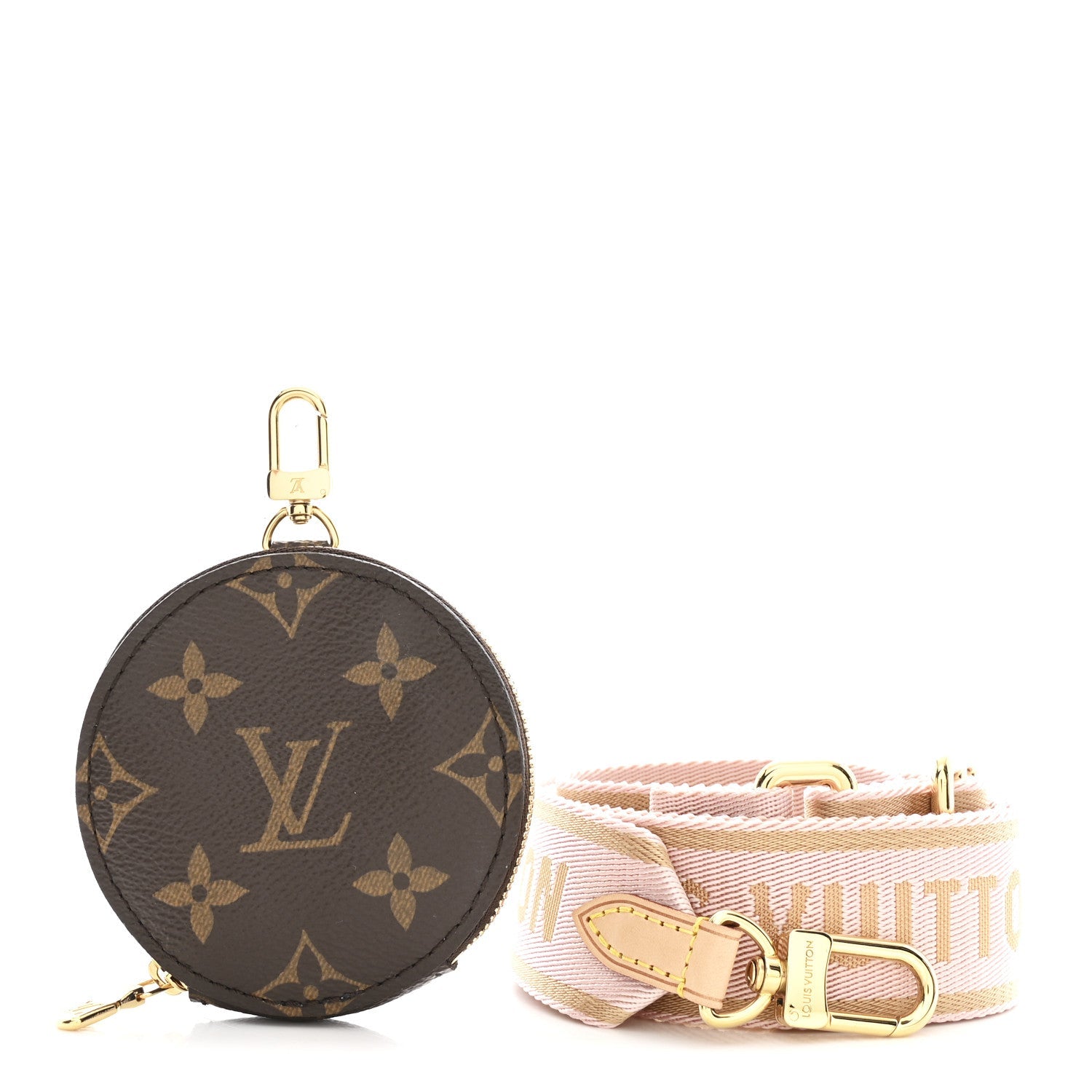 Monogram Multi Pochette Accessories Bandouliere Shoulder Strap Rose Clair