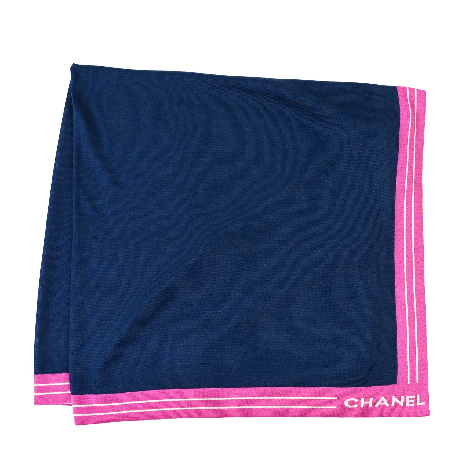 Cashmere Silk Cotton Knit CC Scarf Blue Pink White
