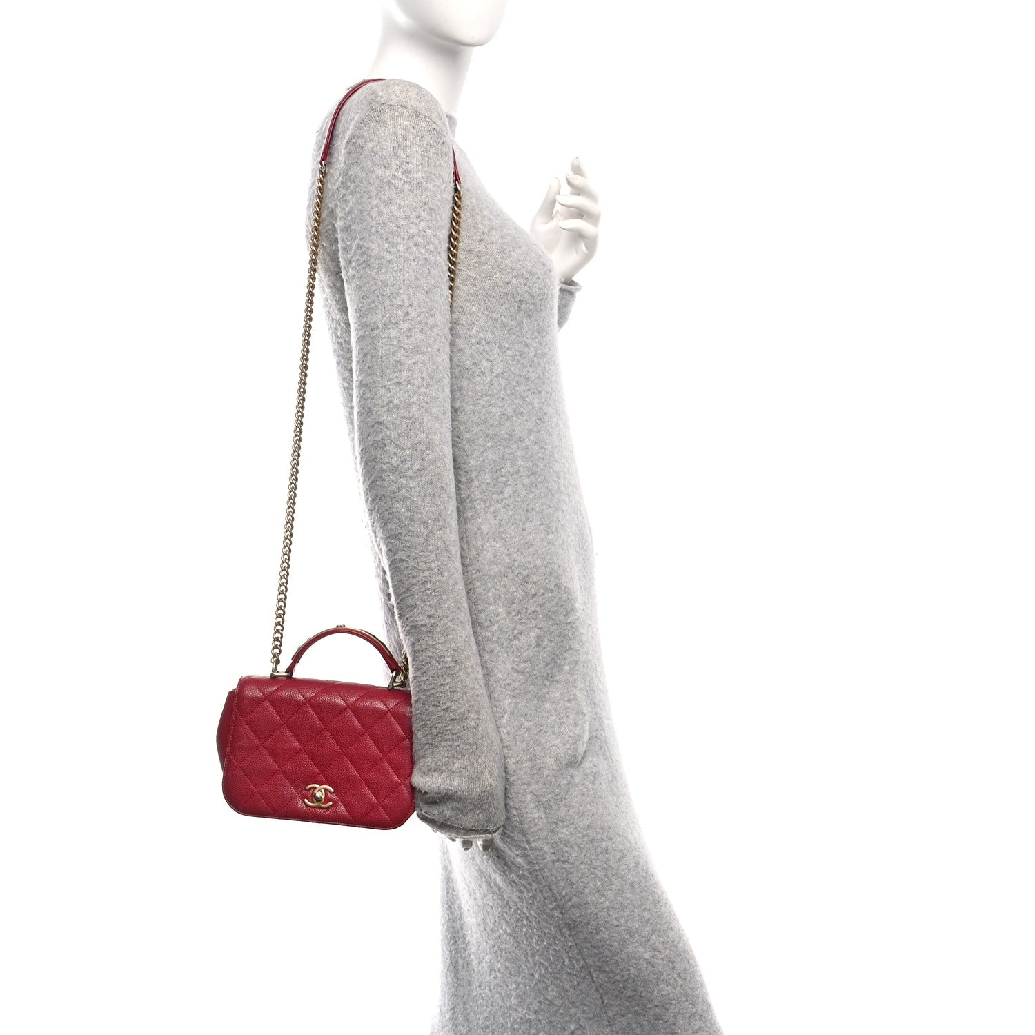 Caviar Mini Carry Around Flap Bag Red