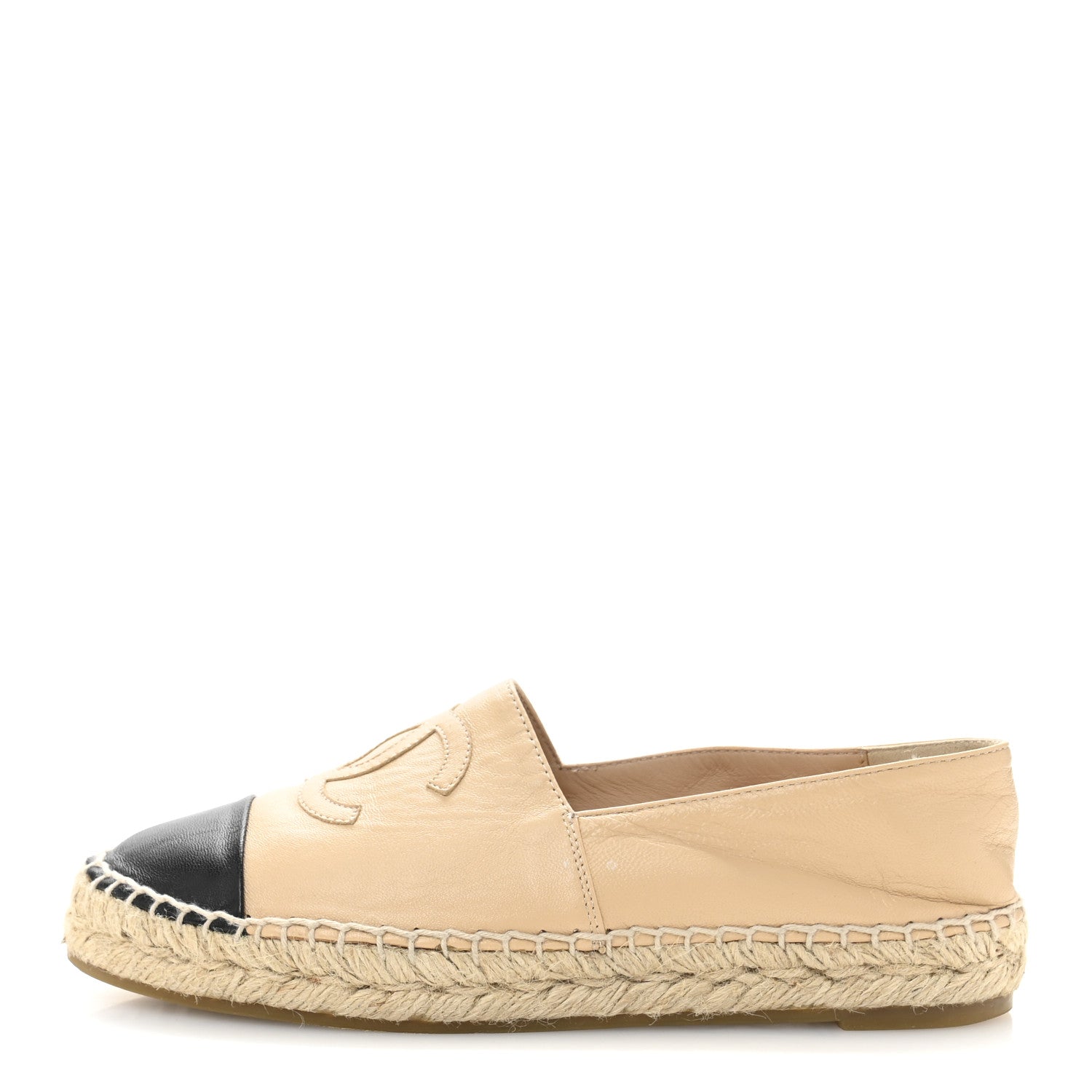 Lambskin CC Espadrilles 37 Beige Black
