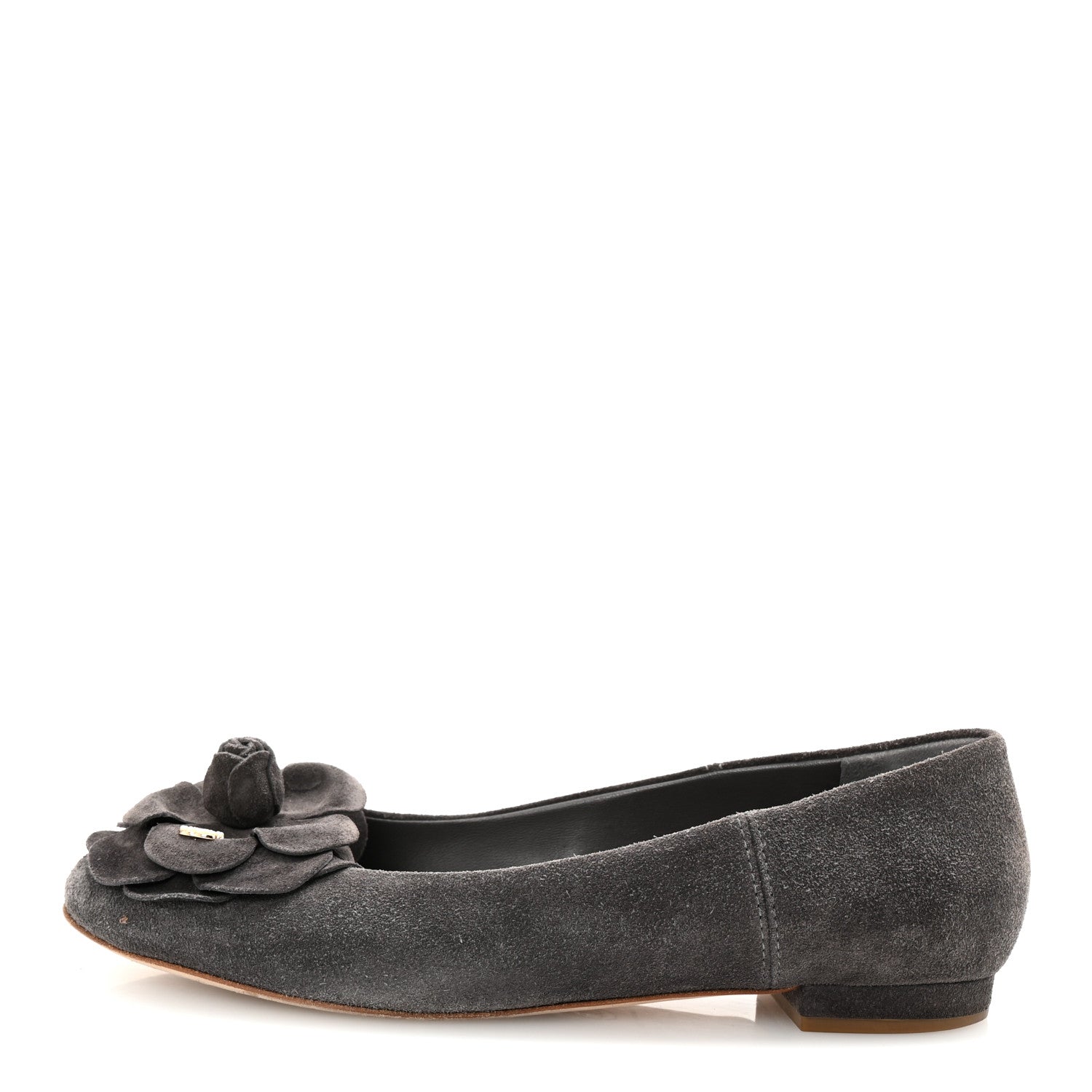 Suede Camellia CC Ballerina Flats 40 Grey