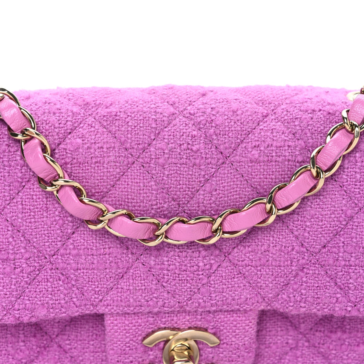 Tweed Quilted Mini Rectangular Flap Purple