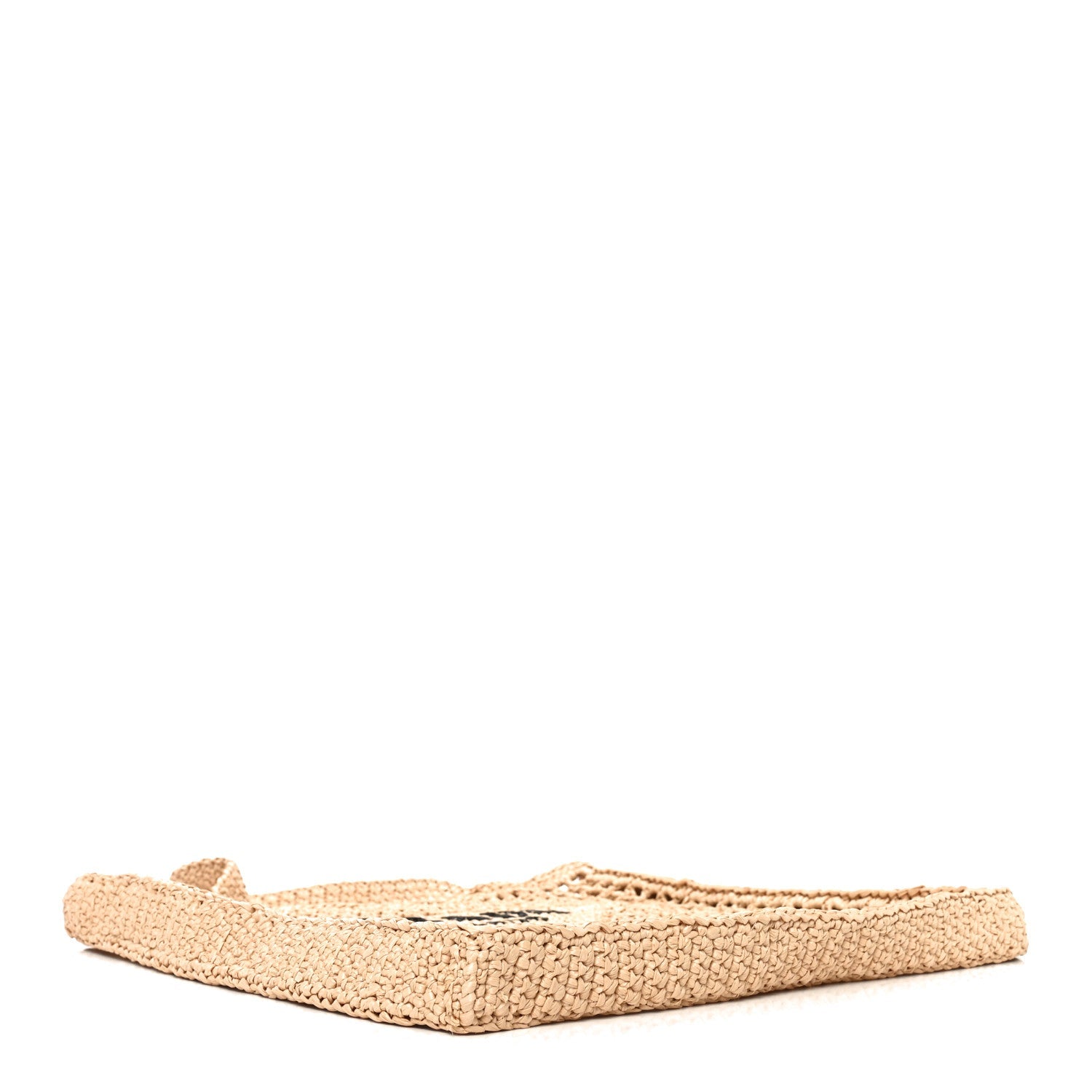 Yarn Raffia Effect Crochet Logo Embroidered Tote Bag Naturale