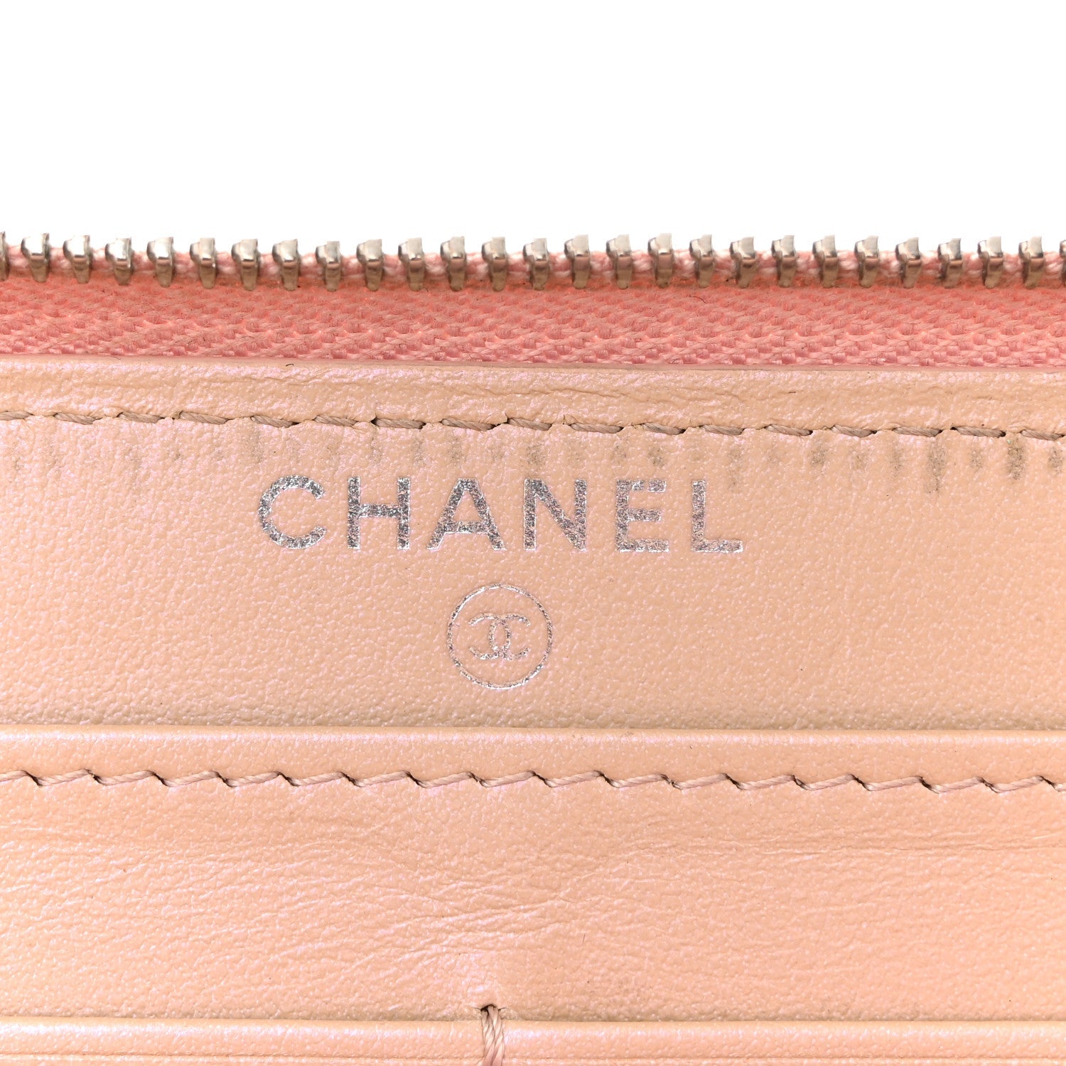 Iridescent Lambskin Quilted Large Gusset Zip Around Wallet Pink