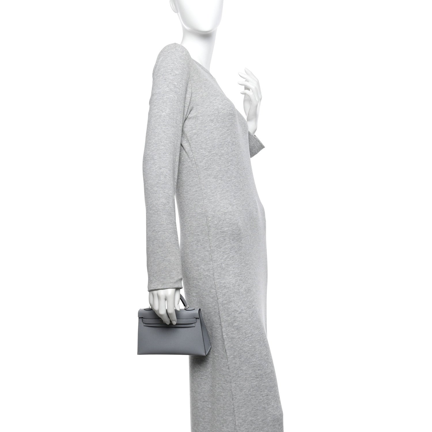 Madame Calfskin Mini Kelly Sellier 20 Gris Pantin