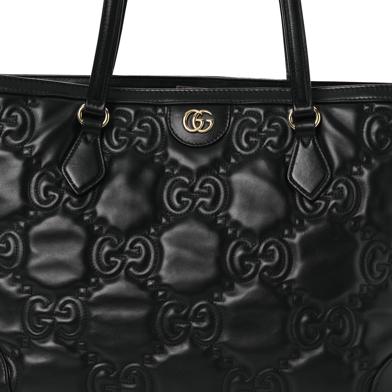 Calfskin GG Matelasse Medium Ophidia Shopping Tote Black