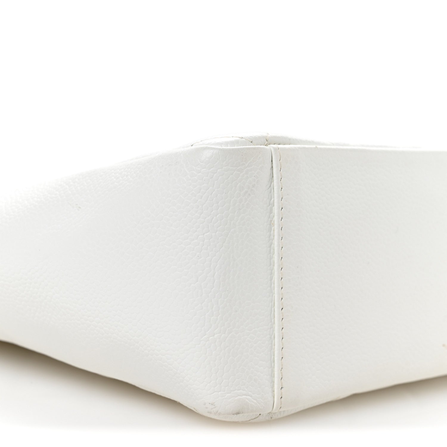 Caviar Quilted Petit Shopping Tote PST White
