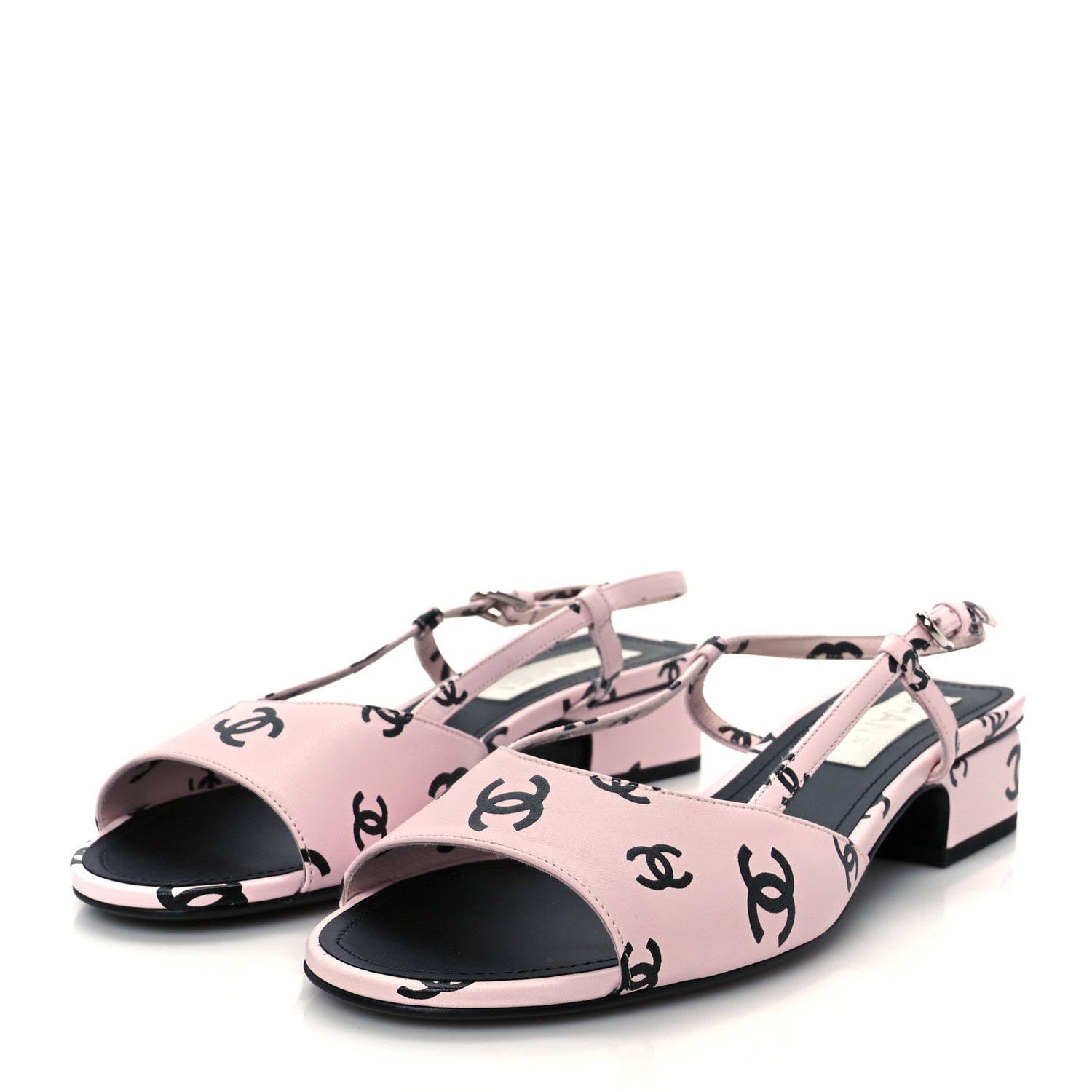 Printed Lambskin Coco Beach Sligback Sandals 40 Light Pink Black