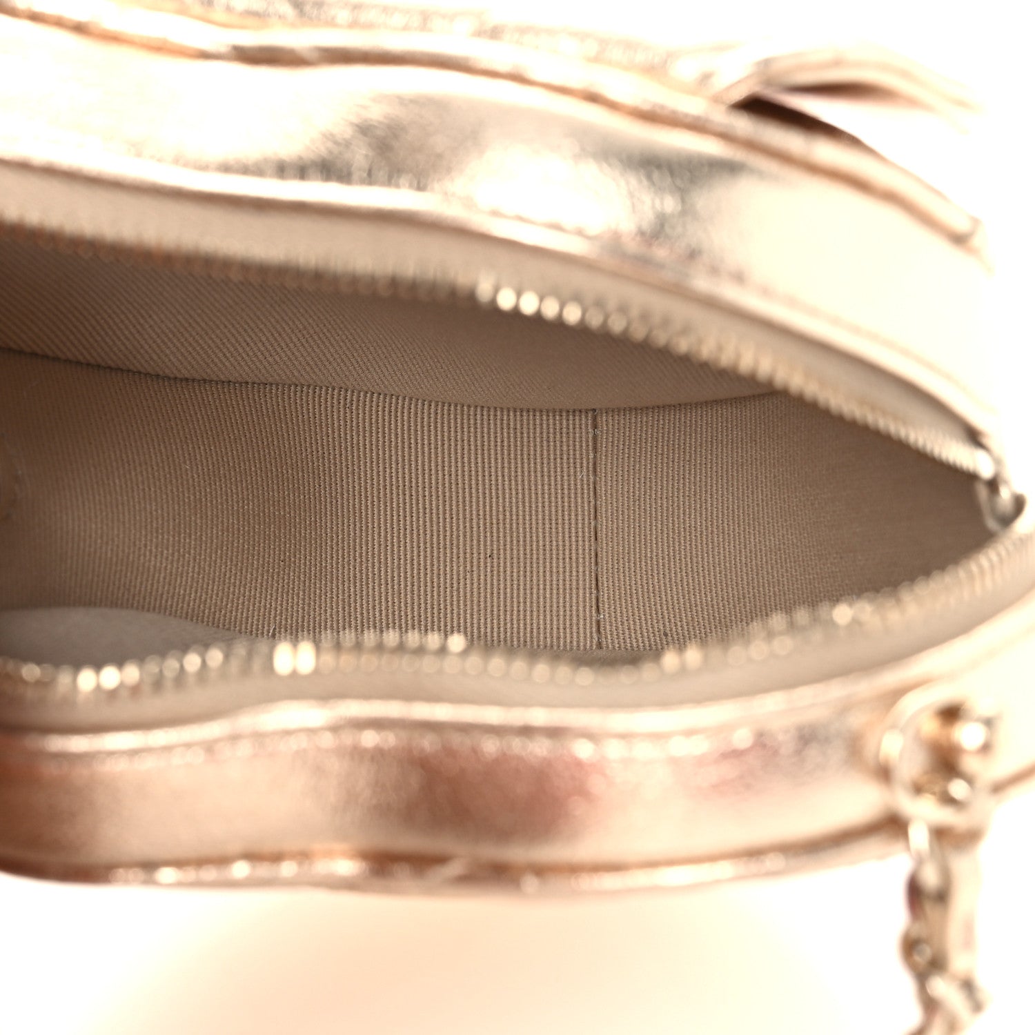 Metallic Lambskin Quilted CC In Love Heart Clutch With Chain Gold