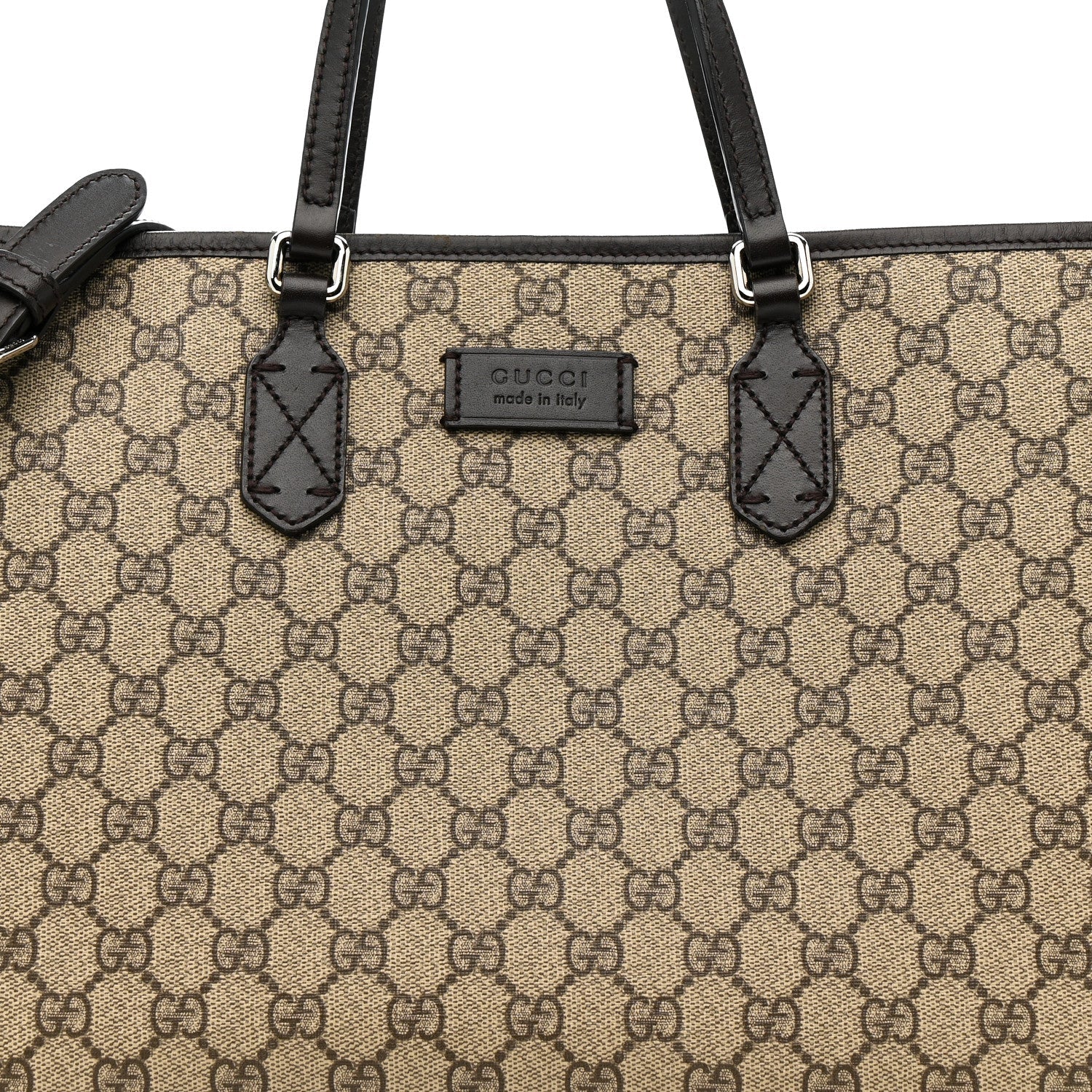 GG Supreme Monogram Large Shopping Tote Dark Brown