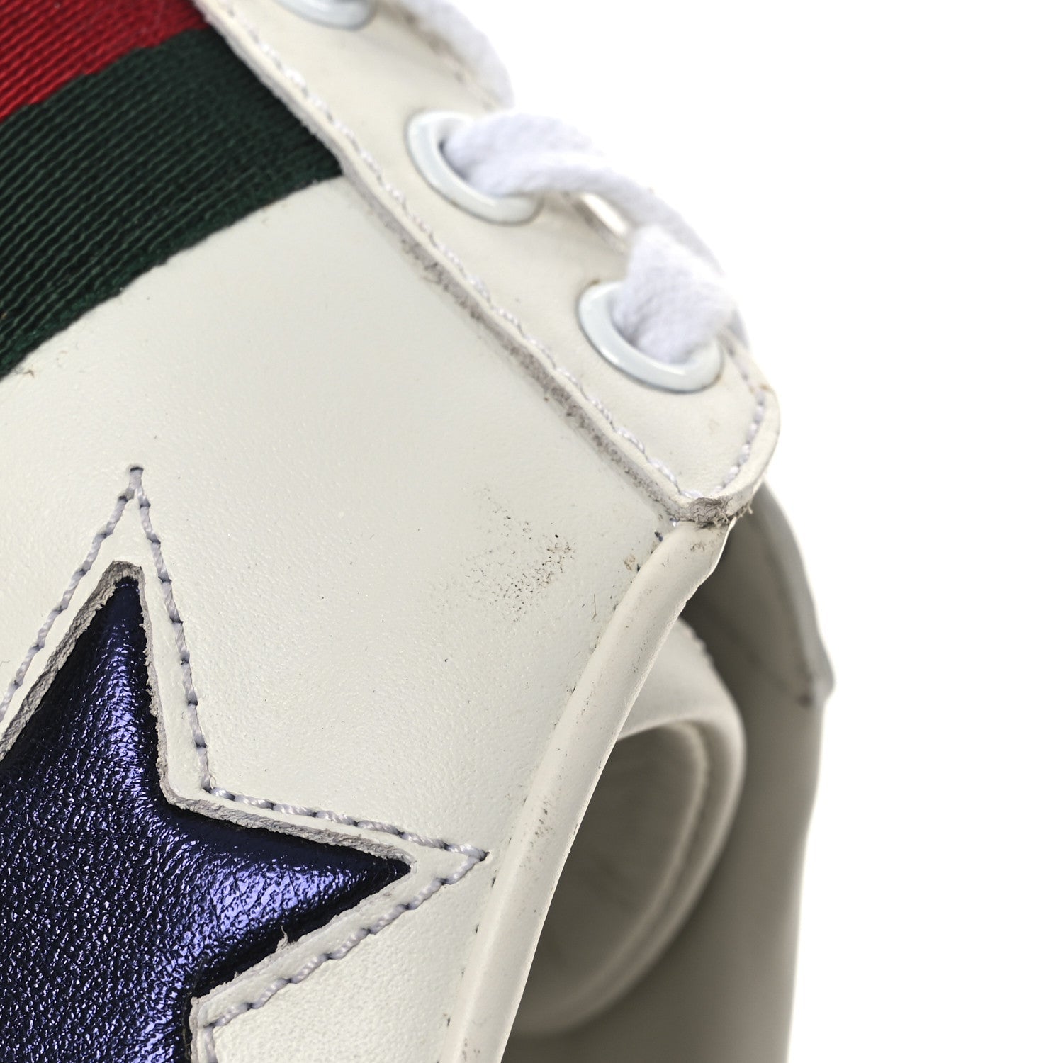 Calfskin Ayers Web Star Embroidered Womens Ace Sneakers 37 White Multi